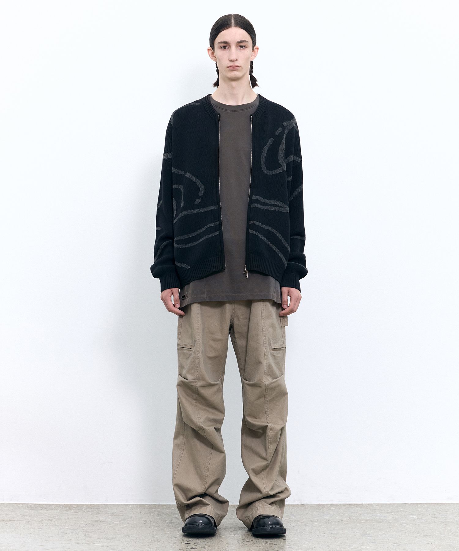 【美品・最終】pablo vinci Zip knit cardigan M MUSINSA公式 | INSILENCE Pigment jacquard zip-up cardigan BLACK