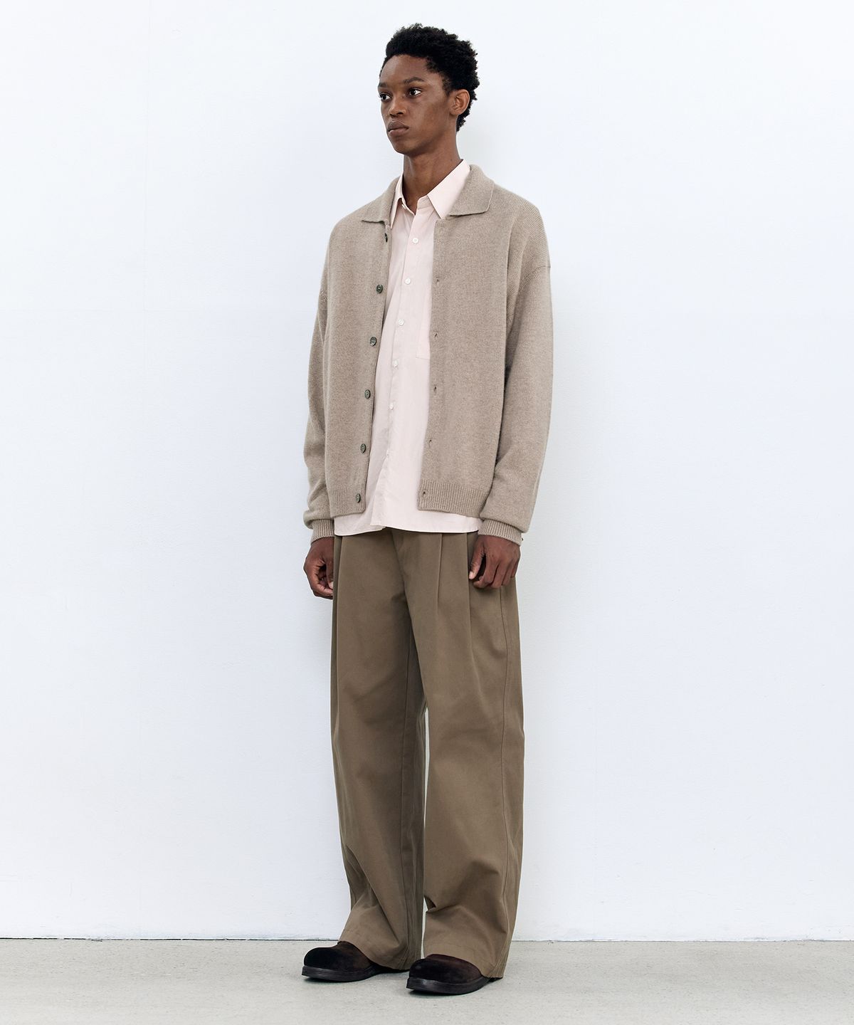 인사일런스(INSILENCE) 앙고라 믹스드 칼라 카디건 LIGHT BROWN