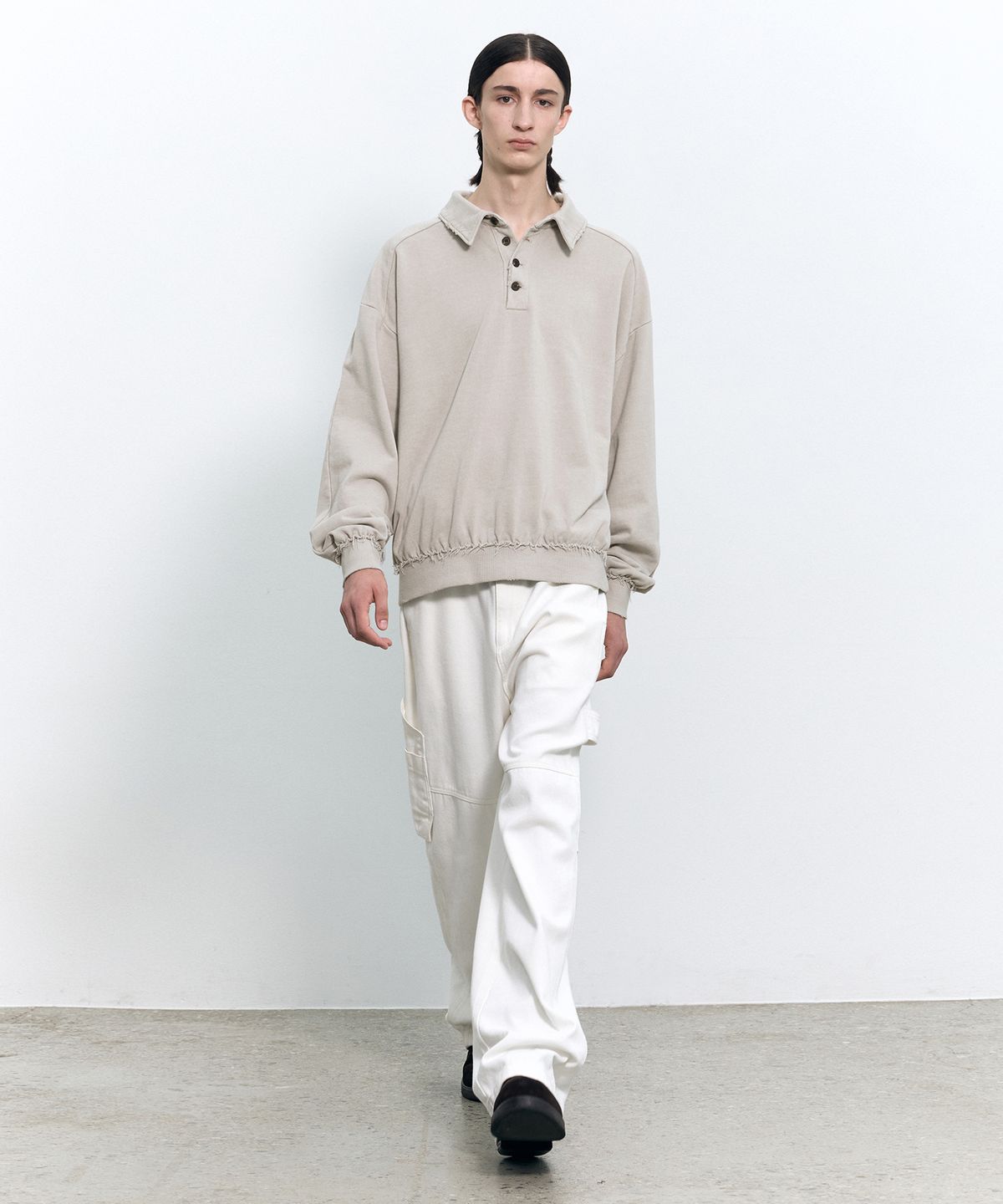 인사일런스(INSILENCE) 데미지드 오버핏 폴로 BEIGE