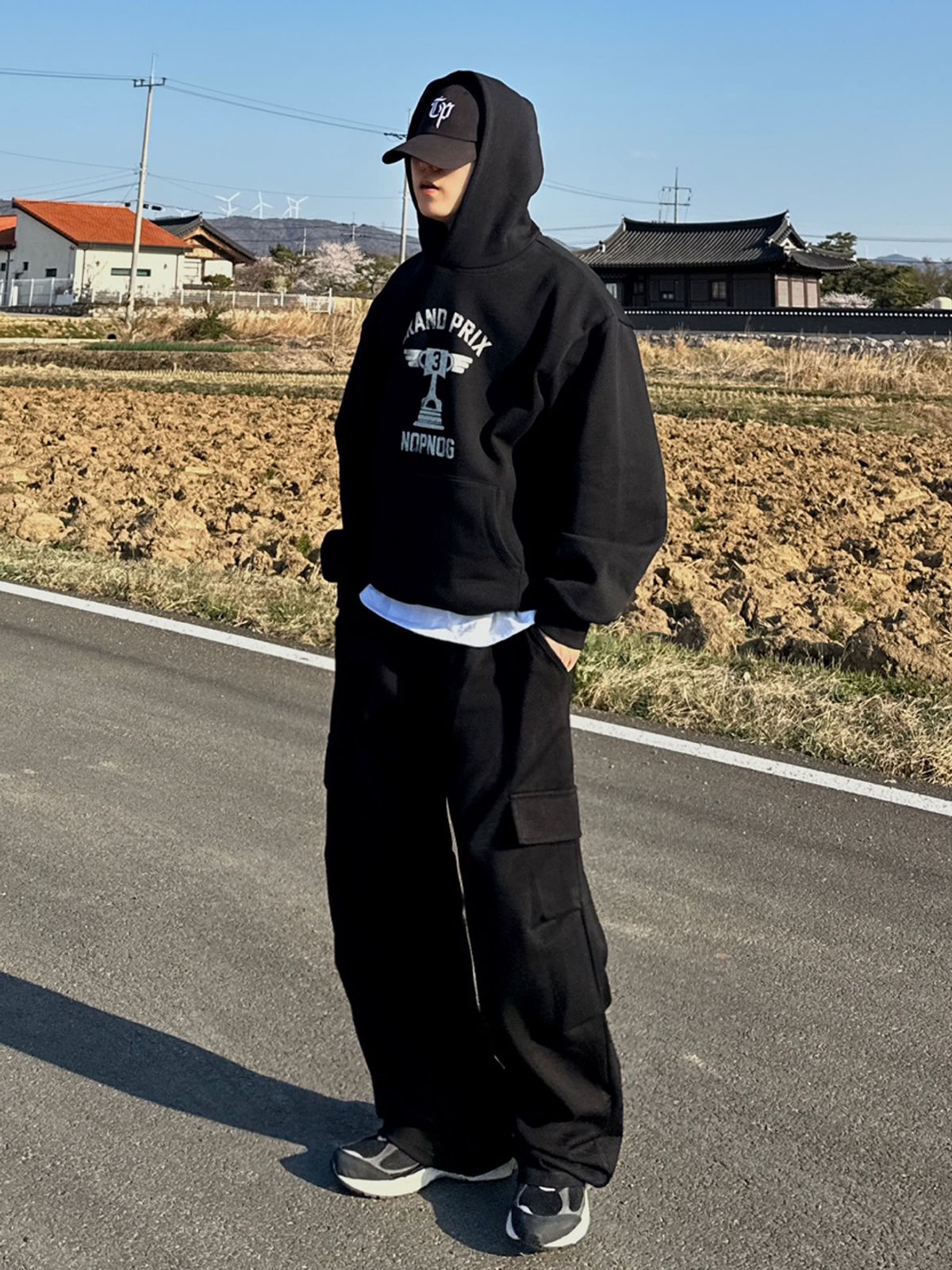 누빈다(NUBINDA) 밴딩 스판 와이드 팬츠 [블랙]