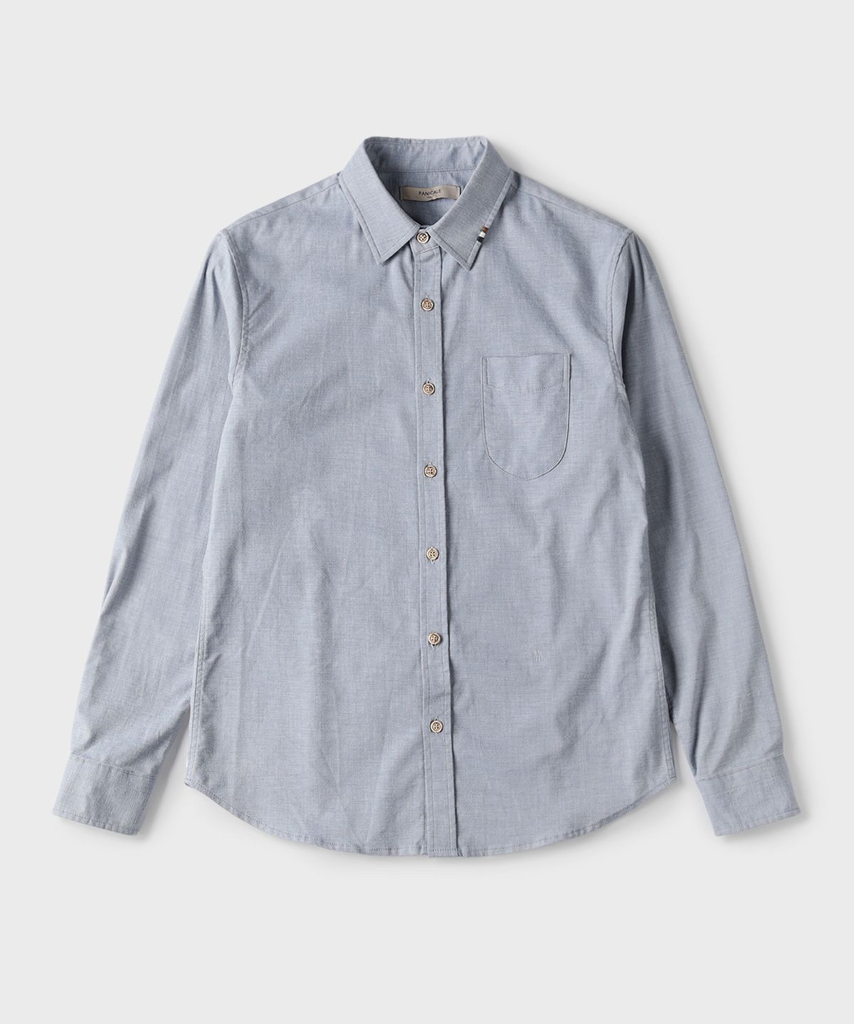 빠니깔레(PANICALE) 블루 텍스처 코튼 포켓 셔츠