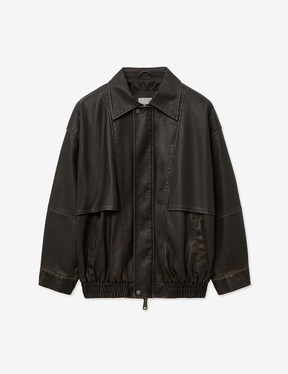 레이디 볼륨(LADY VOLUME) 9163 VINTAGE COATING LEATHER JACKET_BROWN