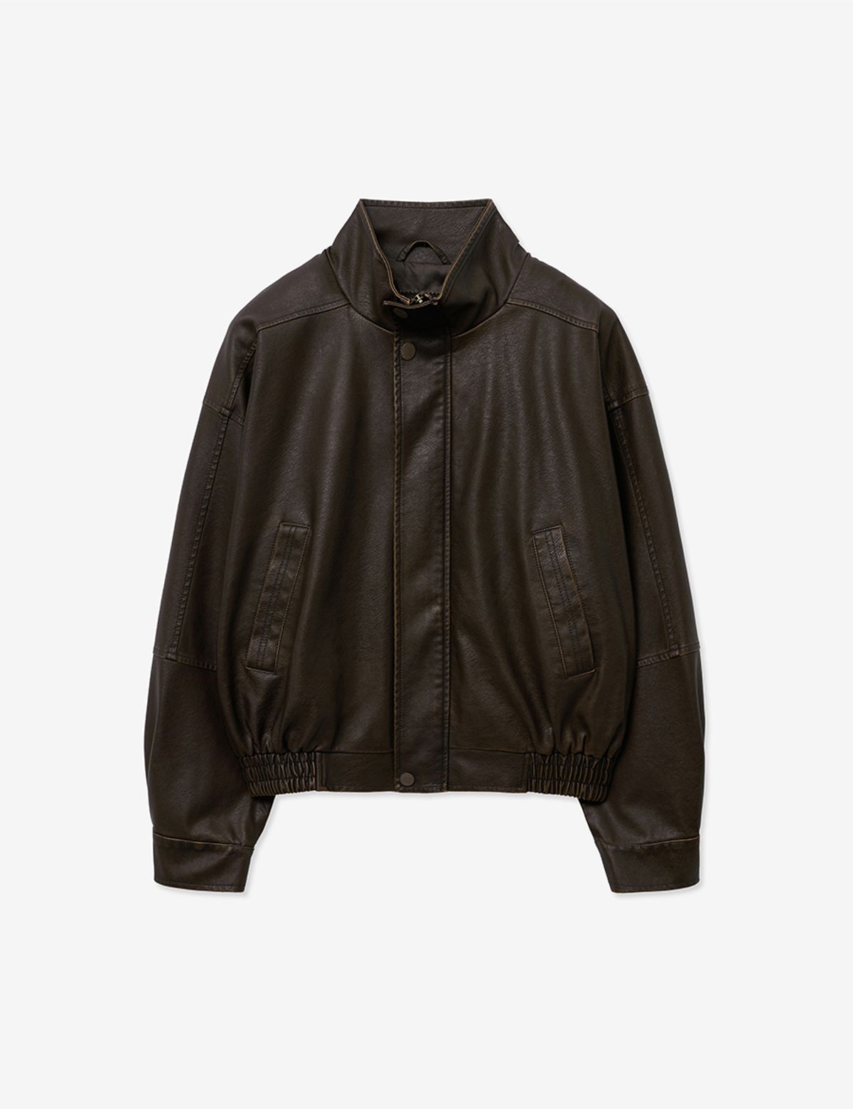 레이디 볼륨(LADY VOLUME) 9164 VINTAGE COATING LEATHER JUMPER_BROWN