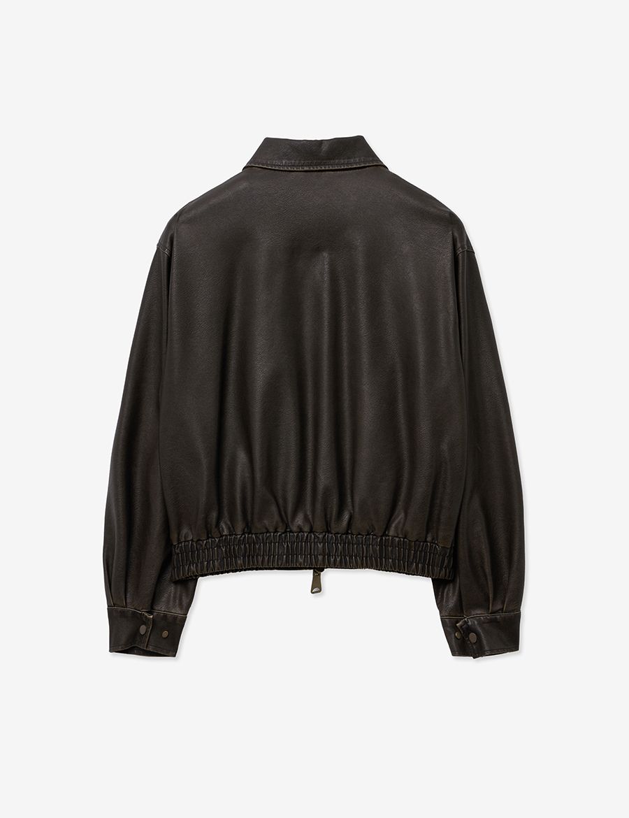 【LADY VOLUME】9164 VINTAGE COATING LEATHER JUMPER MUSINSA | LADY VOLUME 9160 VINTAGE COATING LEATHER JUMPER_BROWN
