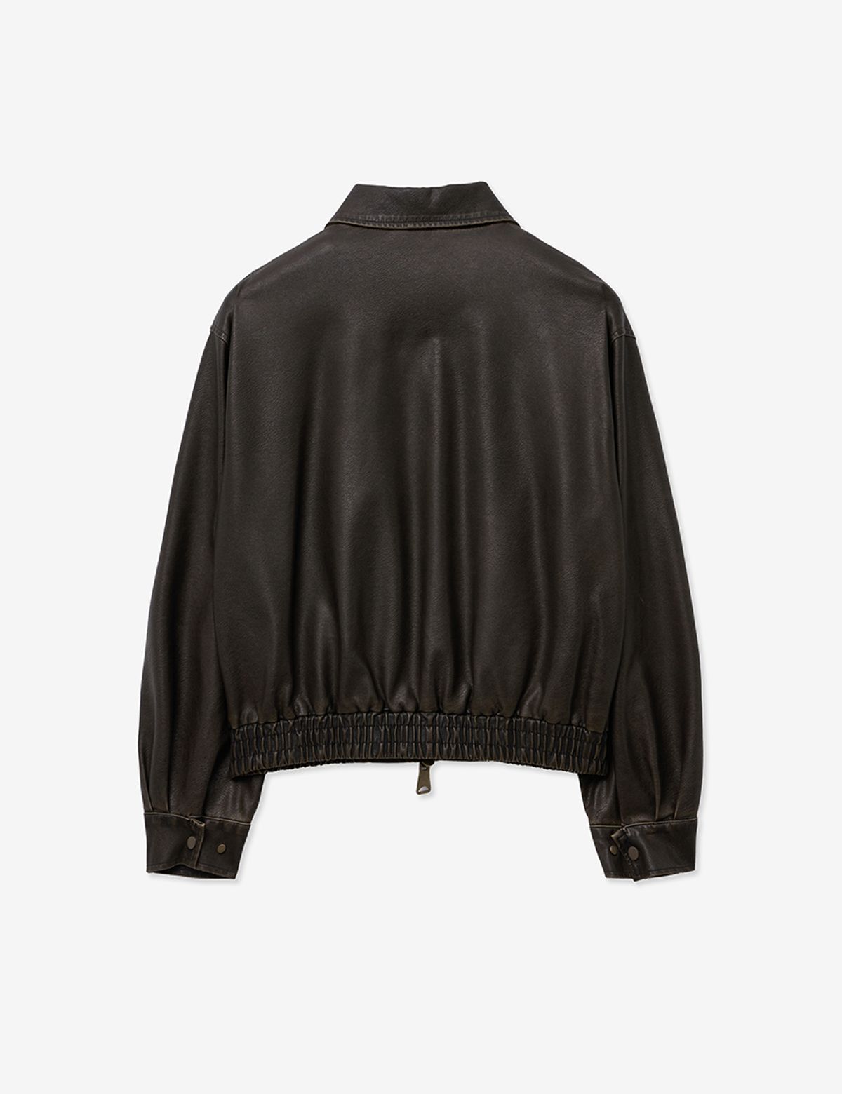레이디 볼륨(LADY VOLUME) 9160 VINTAGE COATING LEATHER JUMPER_BROWN