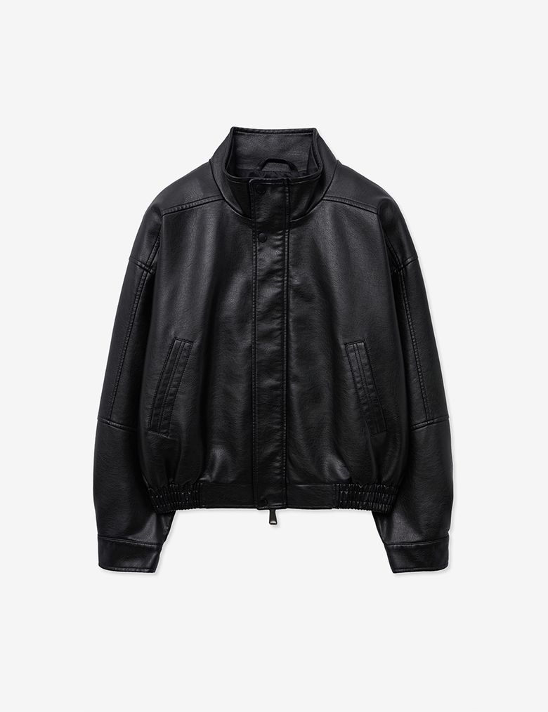9173 NATURAL WASHED HIGH-NECK LEATHER BLOUSON_BLACK