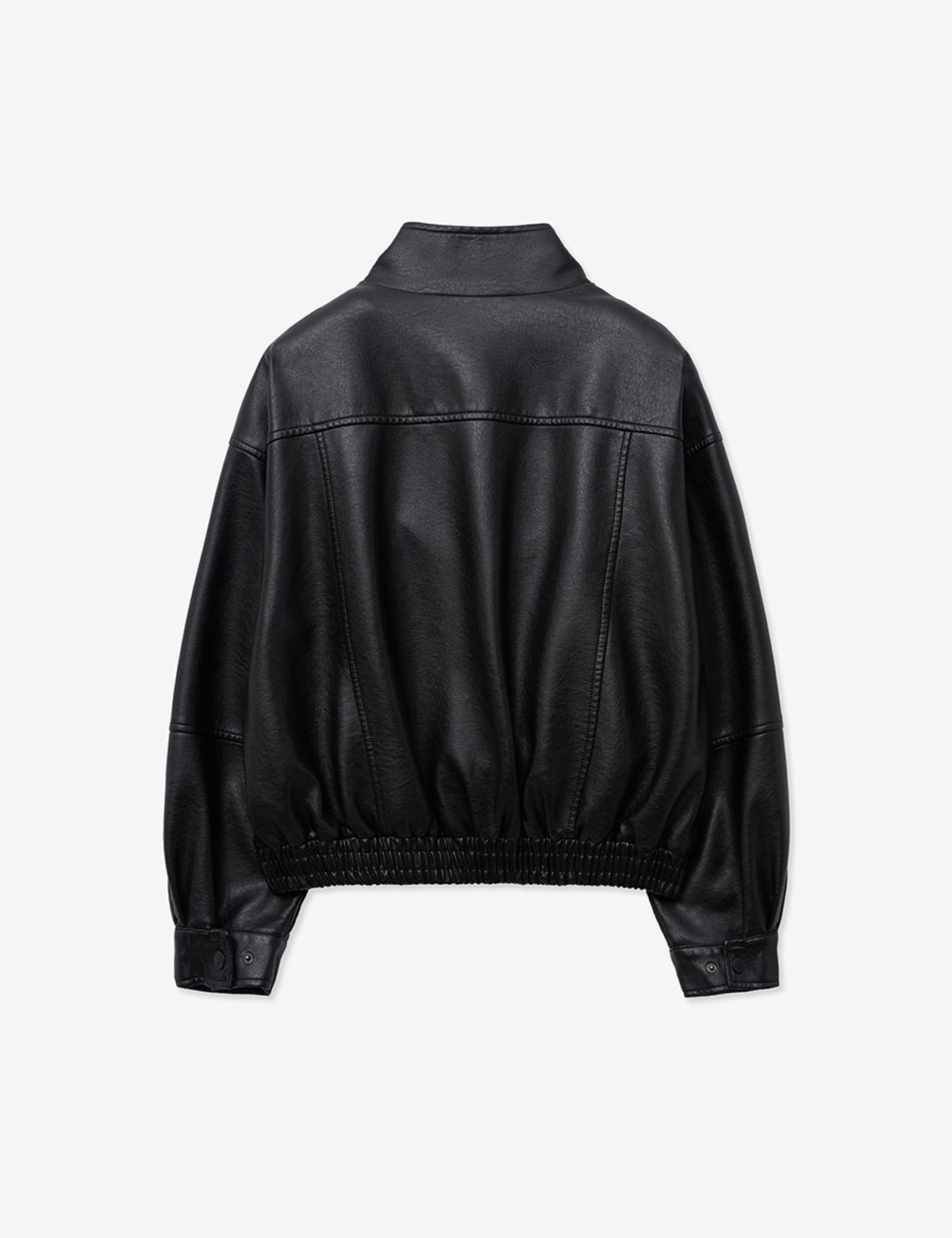 레이디 볼륨(LADY VOLUME) 9173 NATURAL WASHED HIGH-NECK LEATHER BLOUSON_BLACK