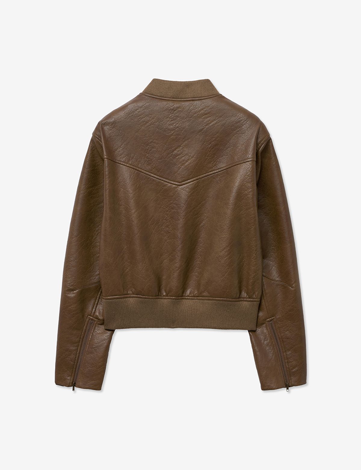 레이디 볼륨(LADY VOLUME) BASIC SINGLE CROP LEATHER BLOUSON_CAMEL