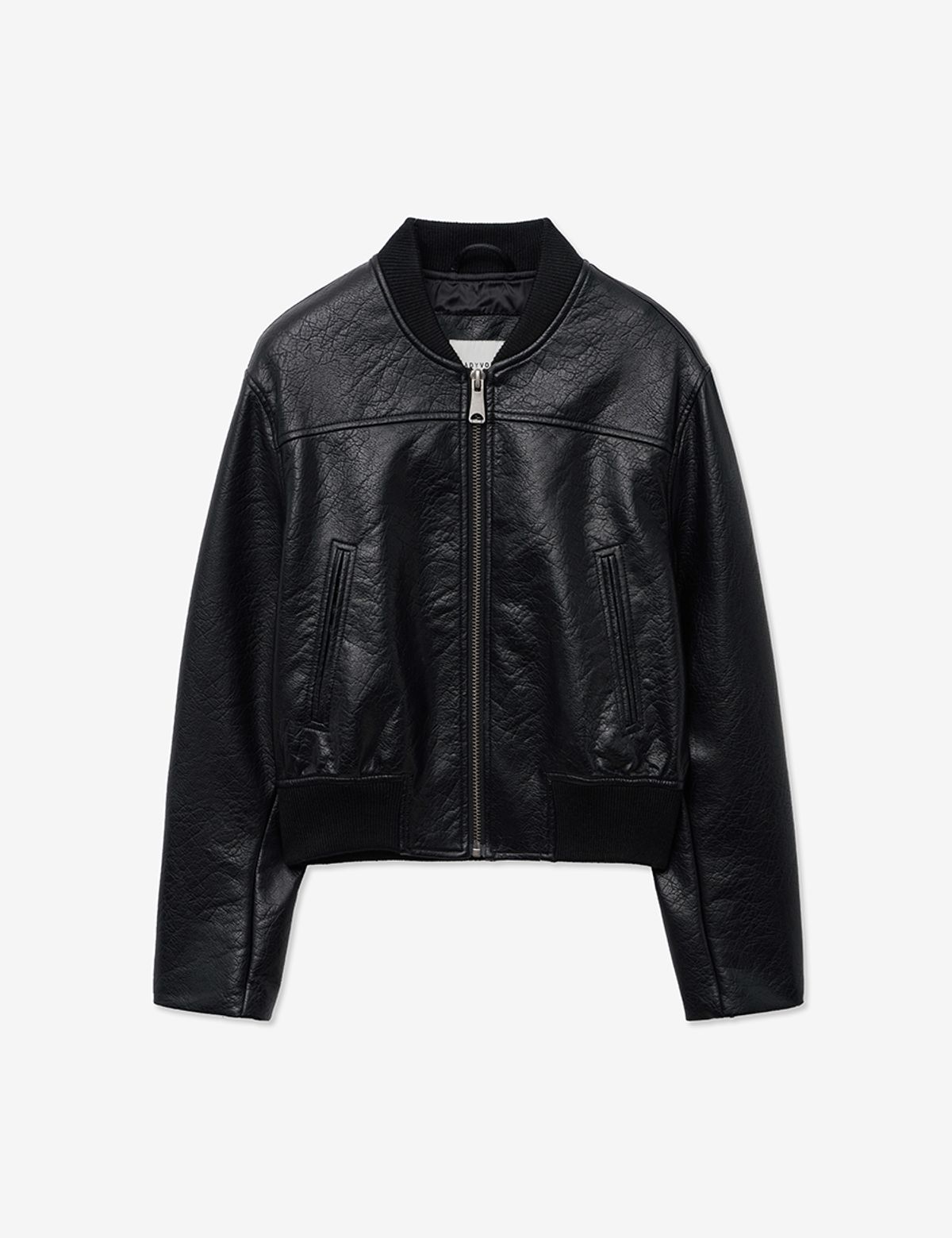 레이디 볼륨(LADY VOLUME) BASIC SINGLE CROP LEATHER BLOUSON_BLACK