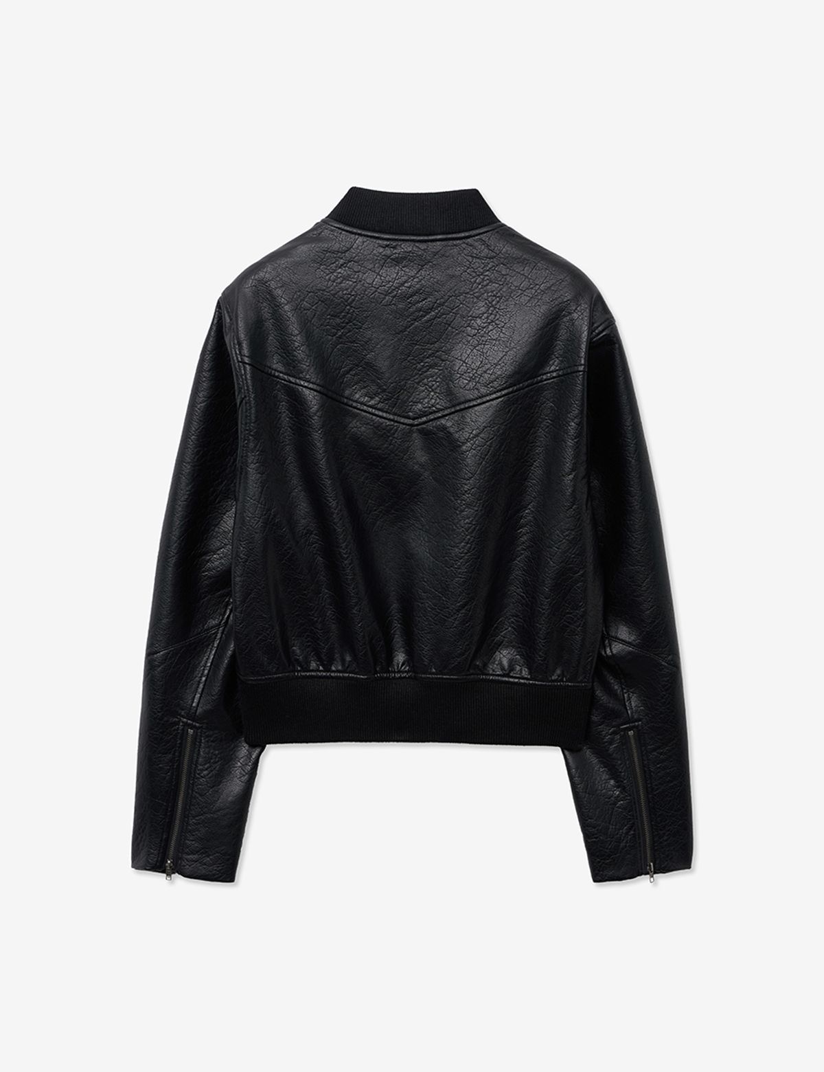 레이디 볼륨(LADY VOLUME) BASIC SINGLE CROP LEATHER BLOUSON_BLACK