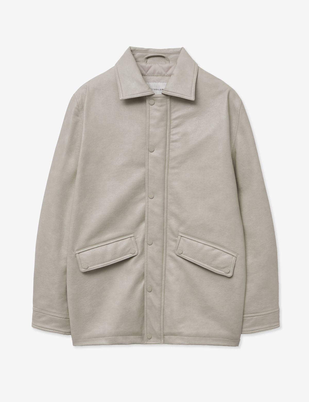 레이디 볼륨(LADY VOLUME) OVER-FIT LEATHER PADDING PARKA_CREAM