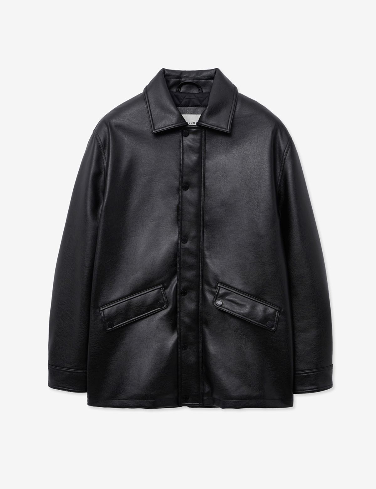 레이디 볼륨(LADY VOLUME) OVER-FIT LEATHER PADDING PARKA_BLACK