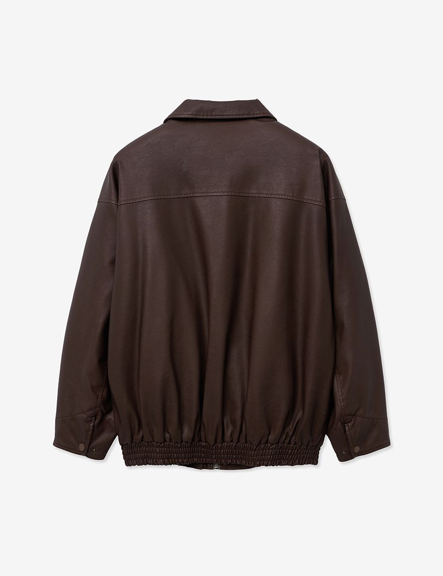 MUSINSA | LADY VOLUME VINTAGE WASHED LEATHER PADDING PARKA_BROWN