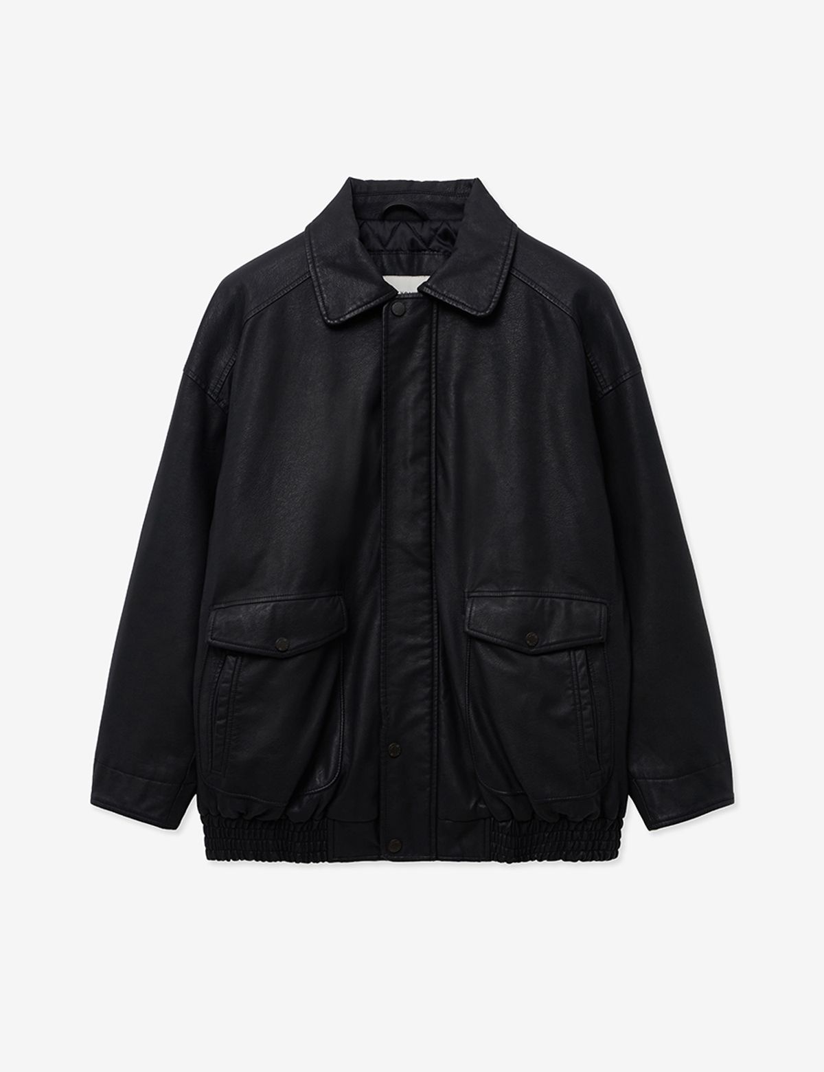 레이디 볼륨(LADY VOLUME) VINTAGE WASHED LEATHER PADDING PARKA_BLACK