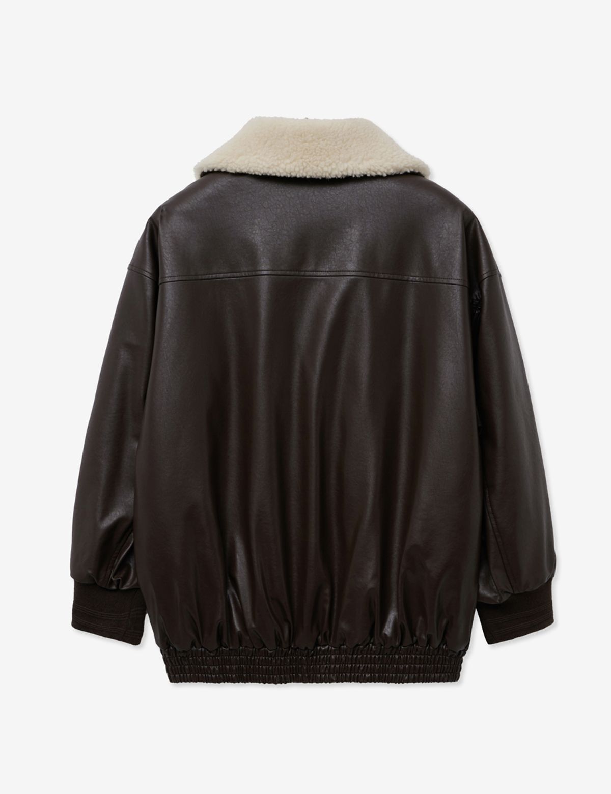 레이디 볼륨(LADY VOLUME) SHEARING VINTAGE WASHED LEATHER PADDING JUMPER_BROWN