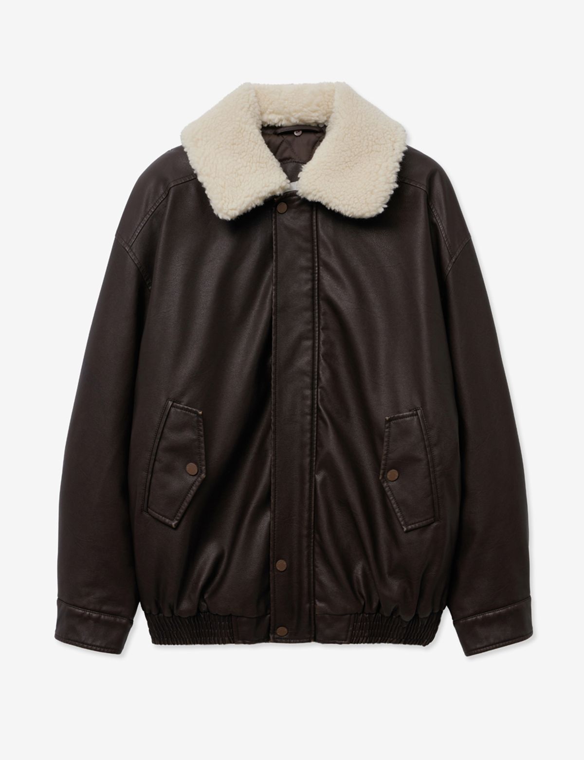 레이디 볼륨(LADY VOLUME) SHEARING SIGNATURE VINTAGE COATING LEATHER PADDING_BROWN