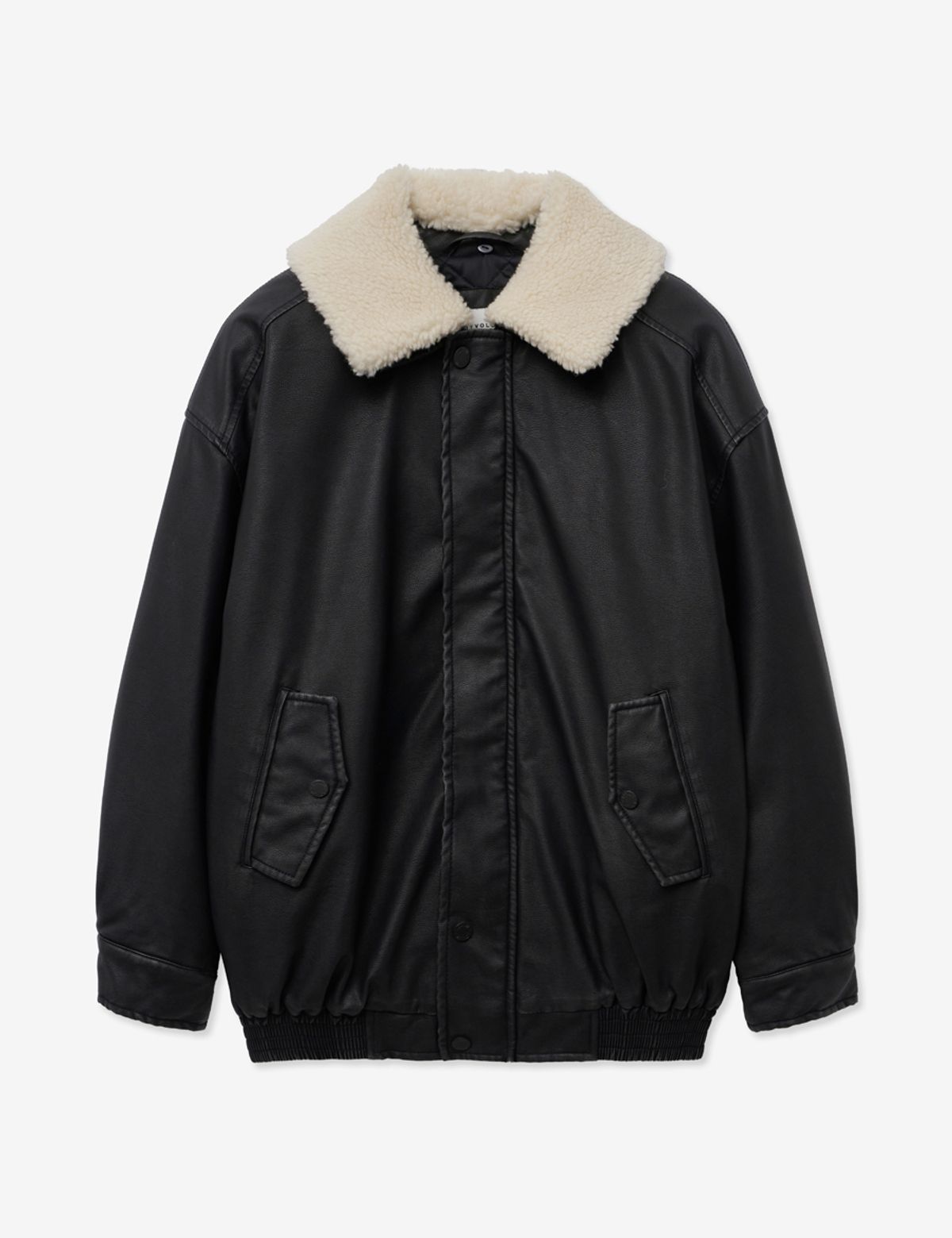레이디 볼륨(LADY VOLUME) SHEARING SIGNATURE VINTAGE COATING LEATHER PADDING_BLACK