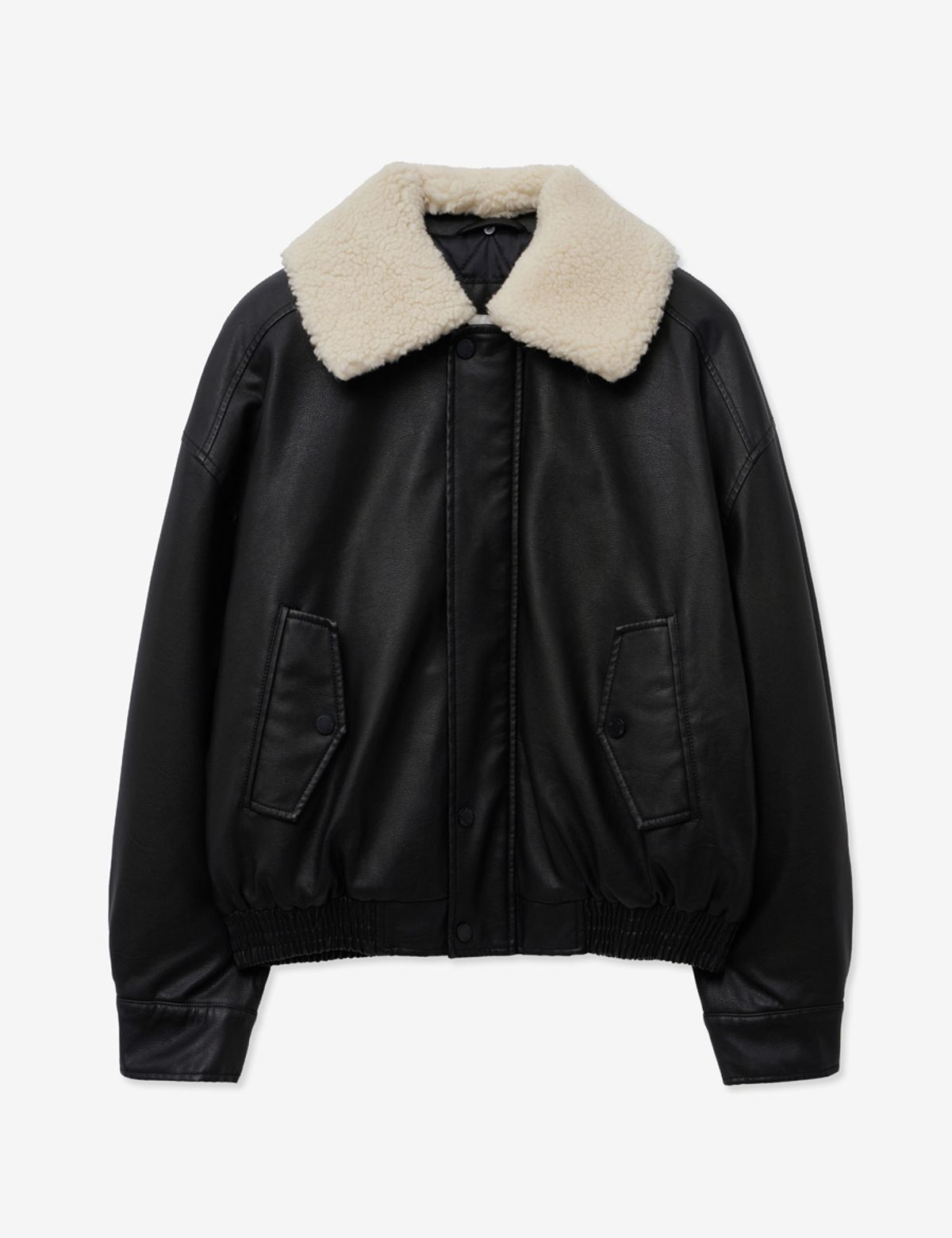 레이디 볼륨(LADY VOLUME) SHEARING VINTAGE WASHED LEATHER PADDING_BLACK