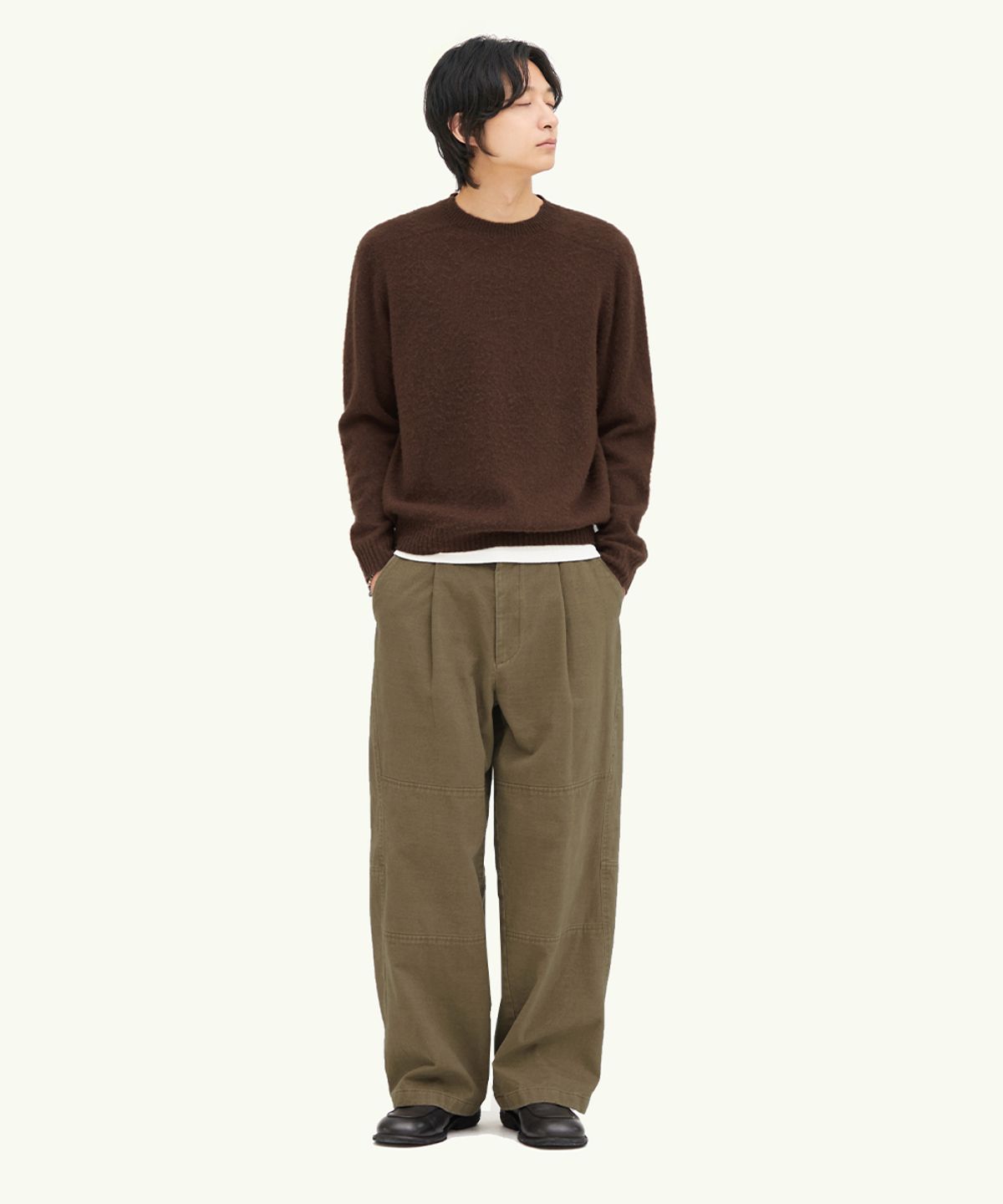인템포무드(INTEMPOMOOD) 가먼트 다잉 원 턱 팬츠_베이지