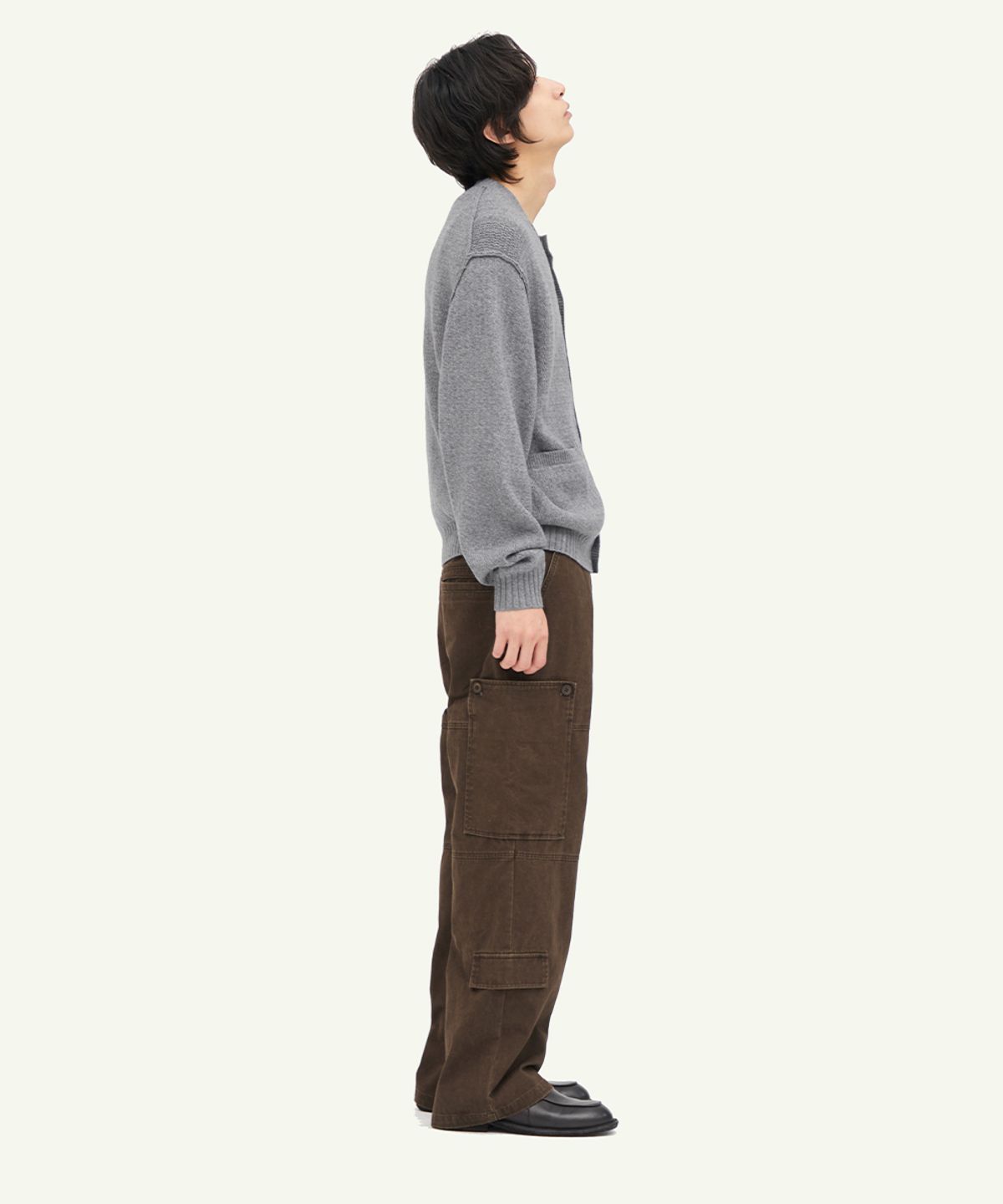 인템포무드(INTEMPOMOOD) 버튼 포켓 카고 팬츠_브라운