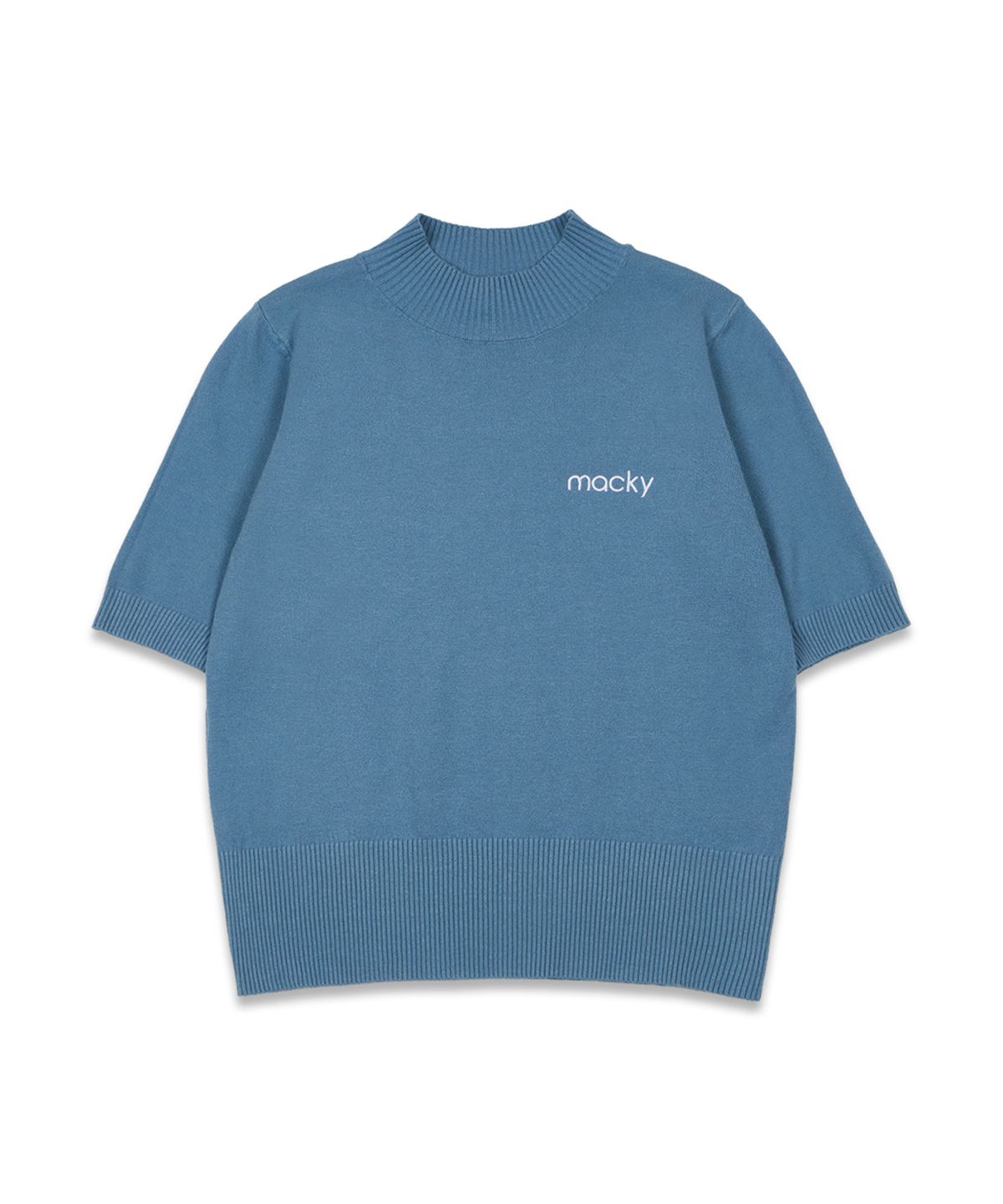 맥키(MACKY) 하프넥 비스코스 니트 스카이블루