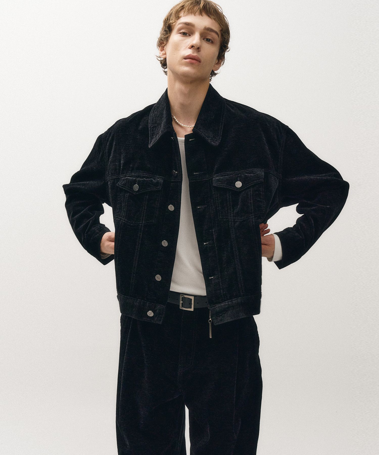 MUSINSA公式 | NOIRER ベルベットテクスチャーデニムトラッカー