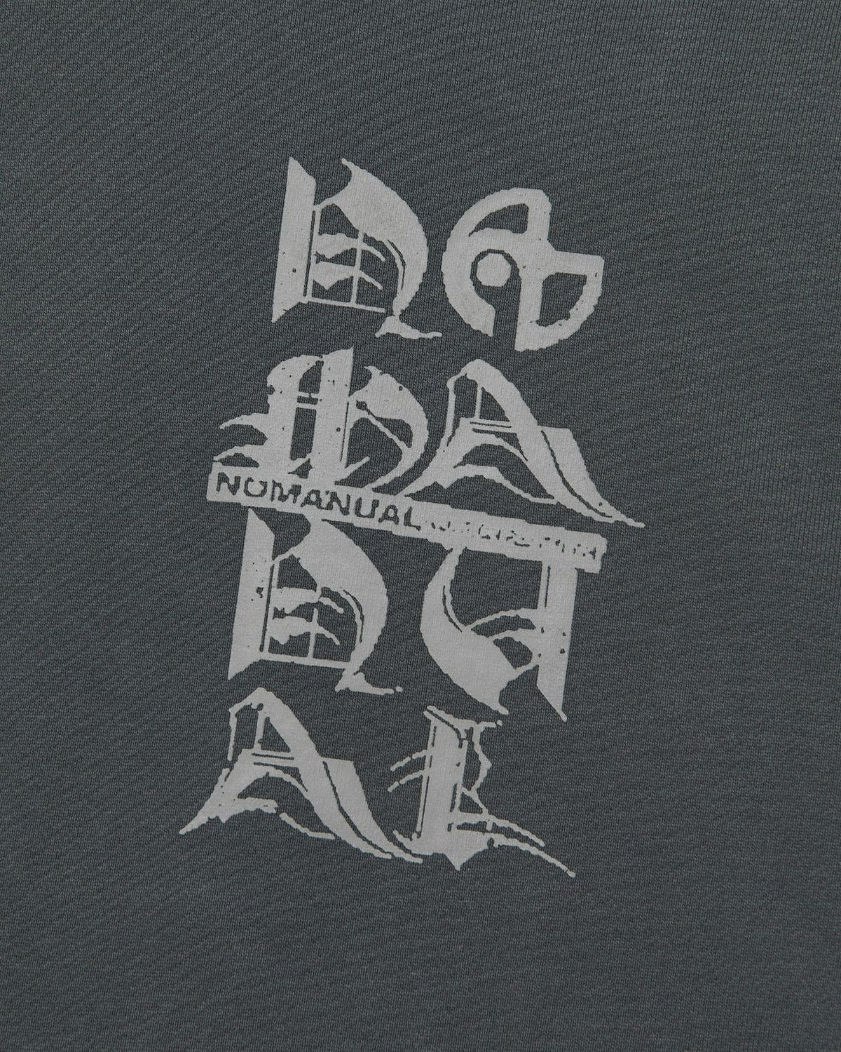 노매뉴얼(NOMANUAL) BLACK LETTER HOODIE - CHARCOAL