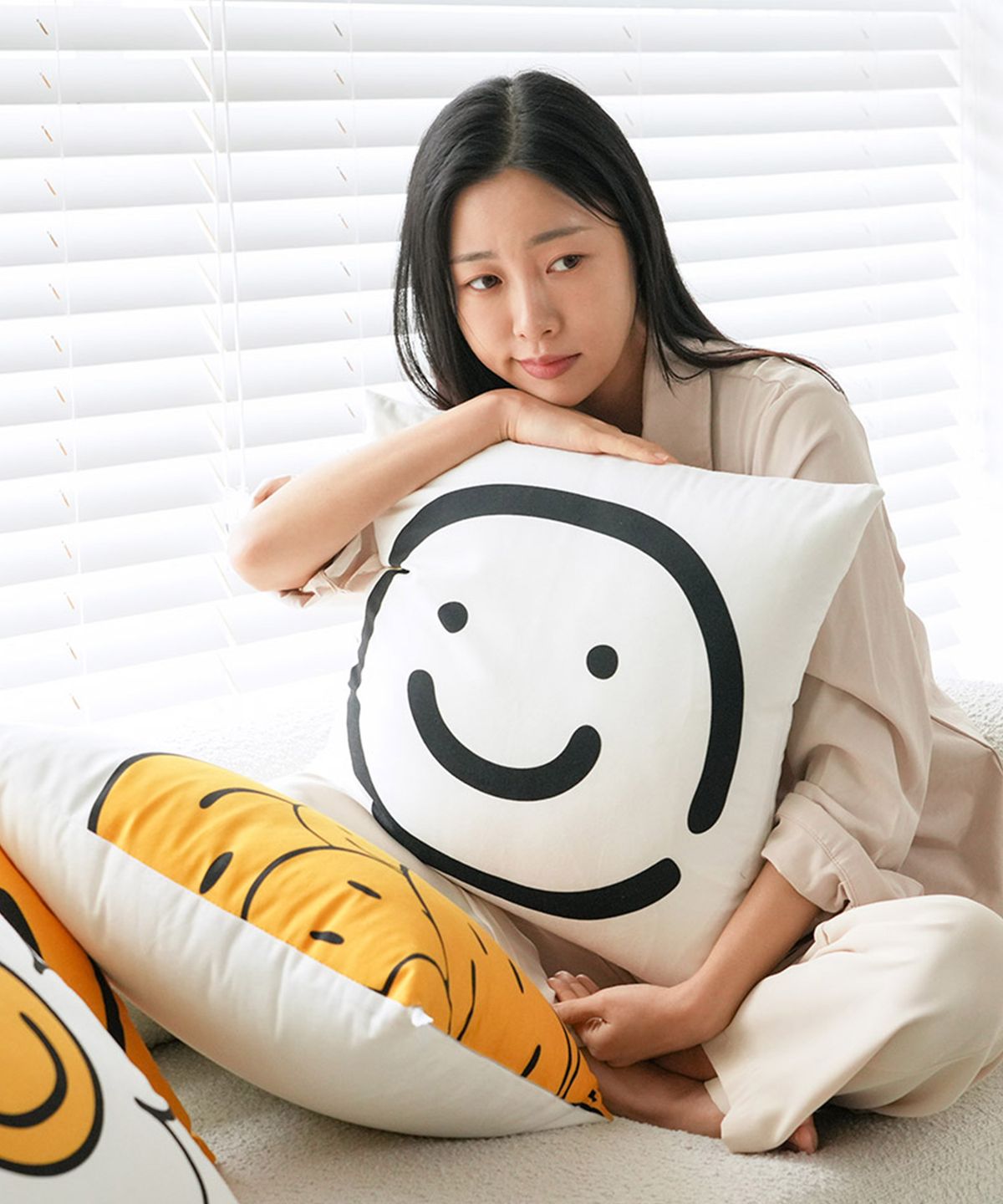 샤이닝홈(SHININGHOME) 러프 소파 쿠션(솜포함) 45x45 해피스마일 4type