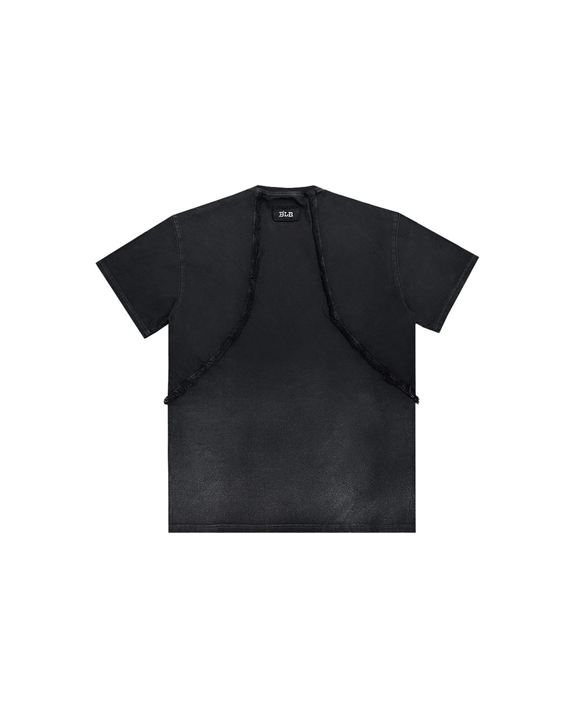 비엘알(BLR) Destroyed Gradation Bleached Short Sleeve Black