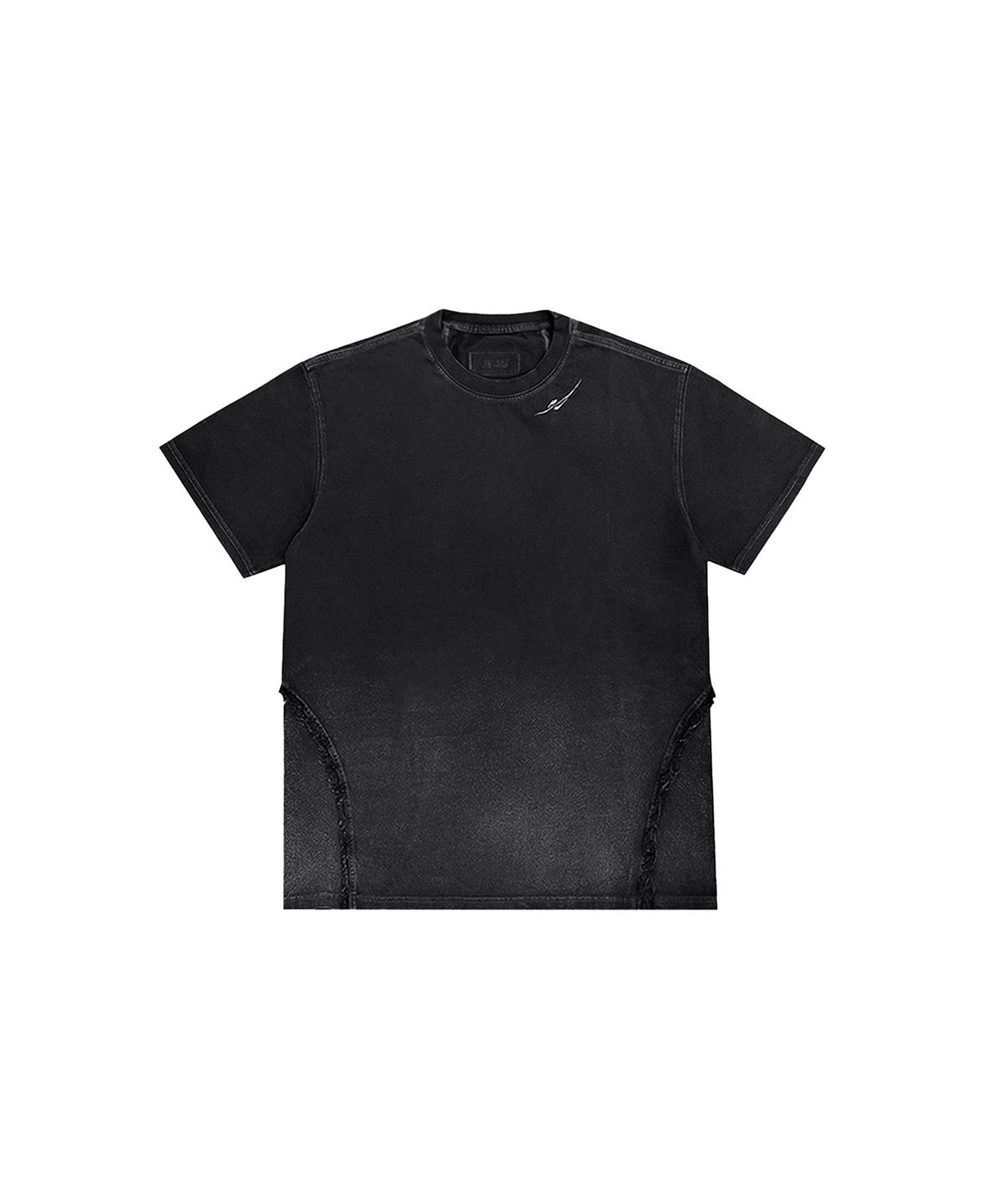 비엘알(BLR) Destroyed Gradation Bleached Short Sleeve Black