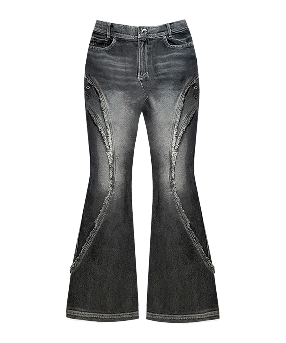 비엘알(BLR) Spiral Line Raw-cut Washing Denim Pants