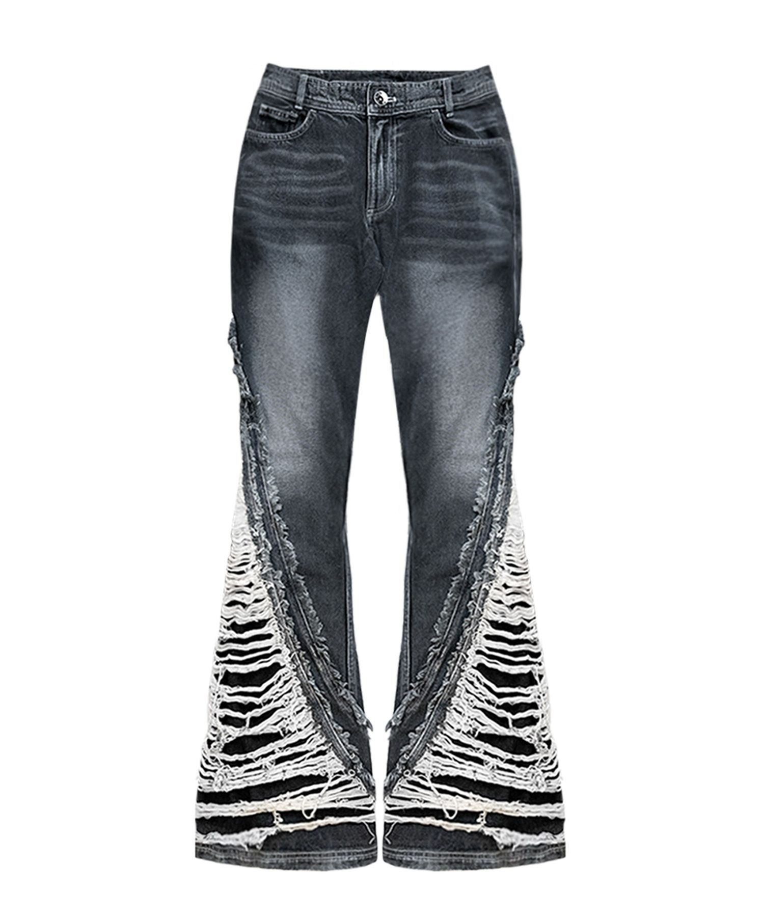 BLUER★W's DESTROYED CRUSH DOUBLE LINE WASHING DENIM PANTS MUSINSA | BLR Destroyed Crush Double Line Washing Denim Pants