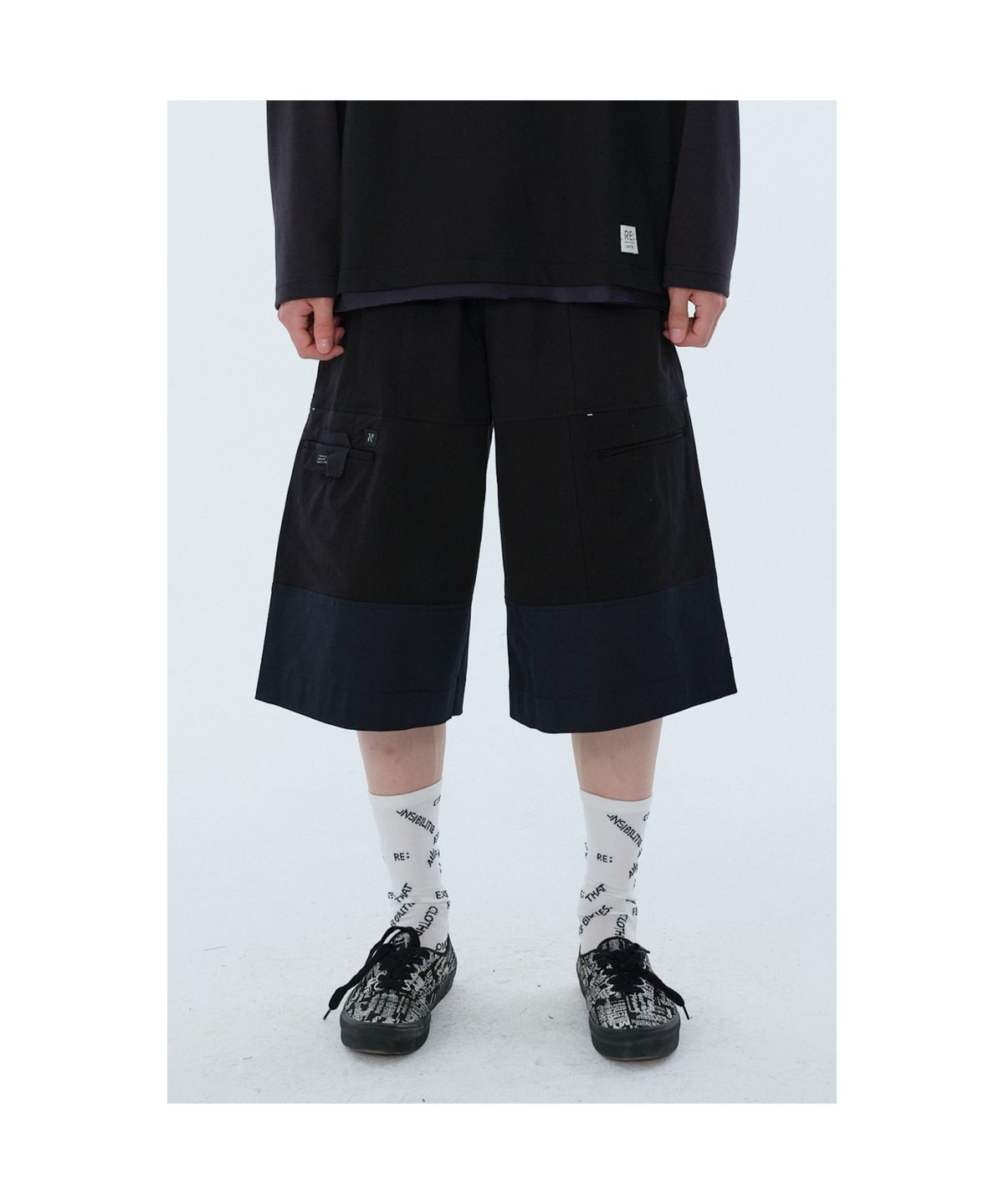 래코드(RECODE) Woven Patch Midi Pants_RKPAA24619BKX
