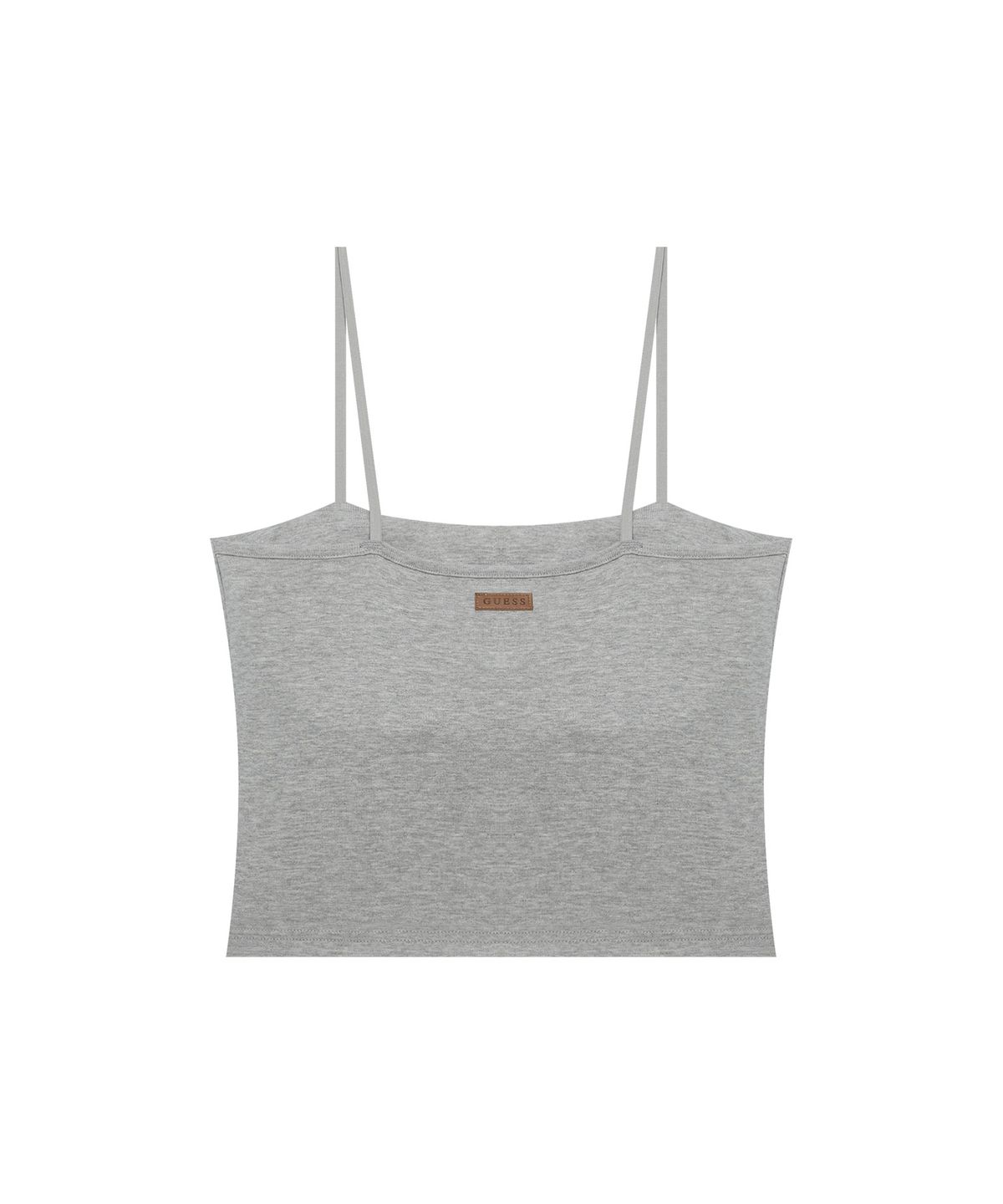 게스언더웨어(GUESS UNDERWEAR) 레더라벨 포인트 크롭탑 - 멜란지그레이