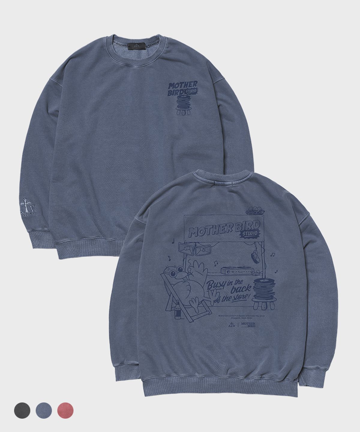 아티스트웨어(ARTISTWEAR) [ATW x 마더버드] 비지인더백 피그먼트 맨투맨