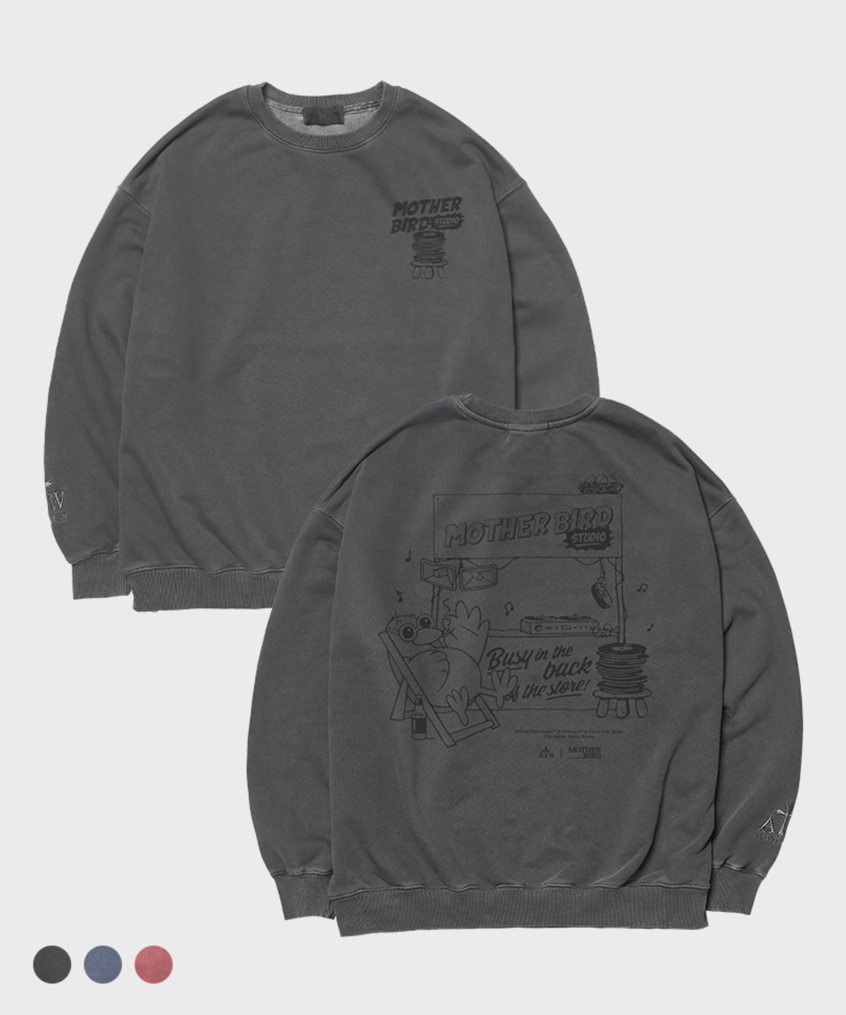 아티스트웨어(ARTISTWEAR) [ATW x 마더버드] 비지인더백 피그먼트 맨투맨