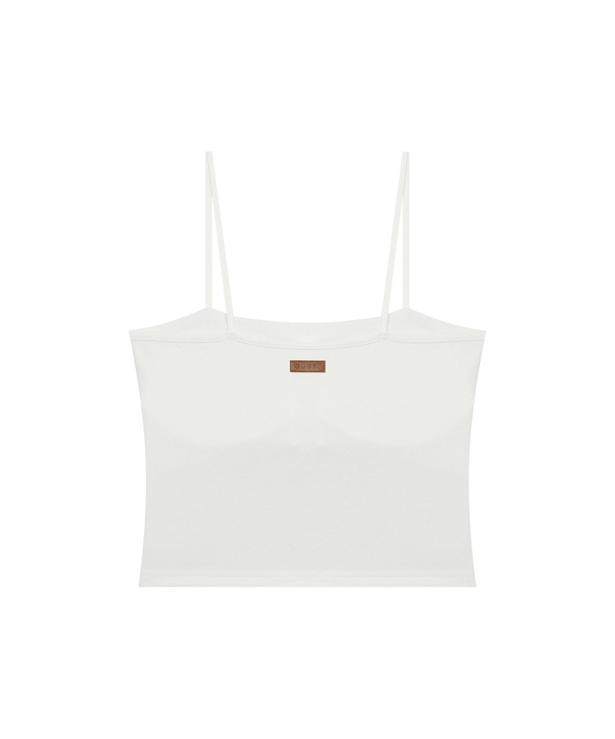 게스언더웨어(GUESS UNDERWEAR) 레더라벨 포인트 크롭탑 - 화이트