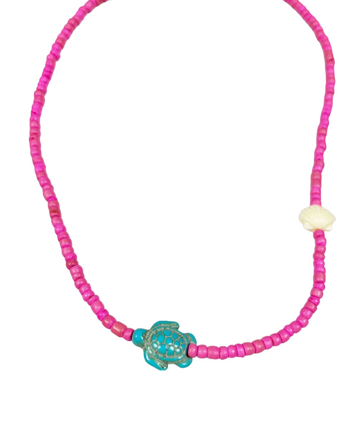 스케이터락(SK8ER ROCK) Turtle Shell Wooden Beads Necklace (Pink)