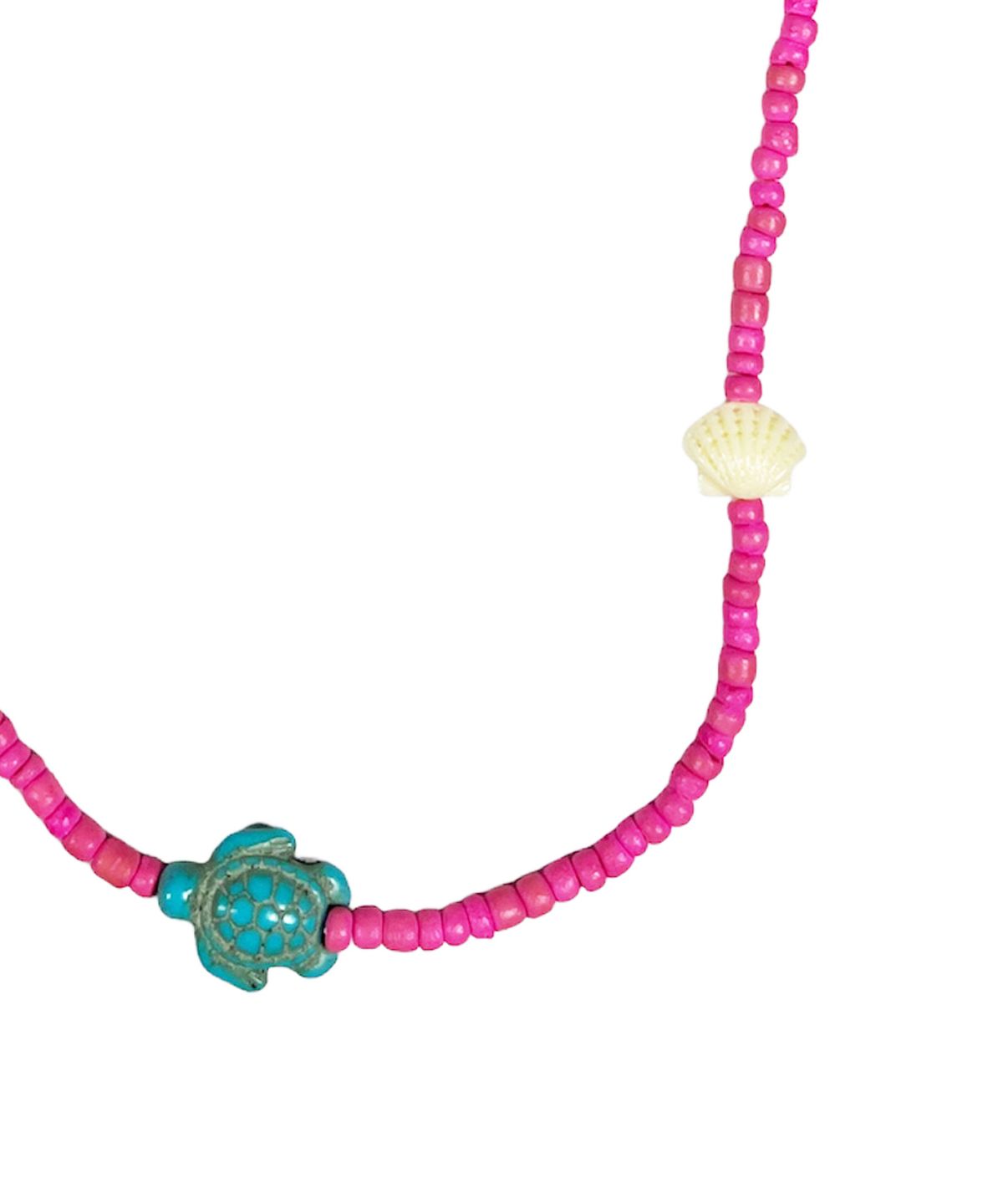 스케이터락(SK8ER ROCK) Turtle Shell Wooden Beads Necklace (Pink)