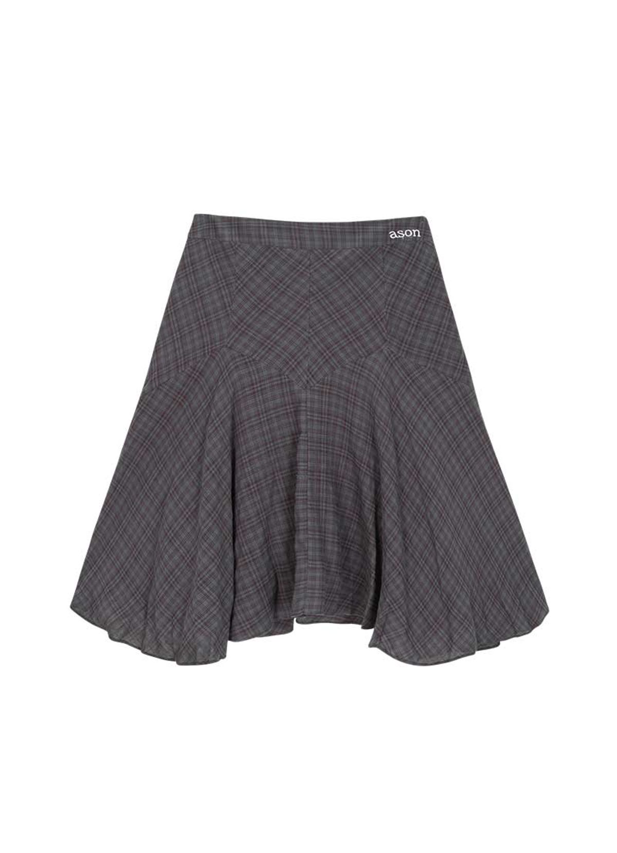 애즈온(ASON) LONDON CHECK MIDI SKIRT / PURPLE