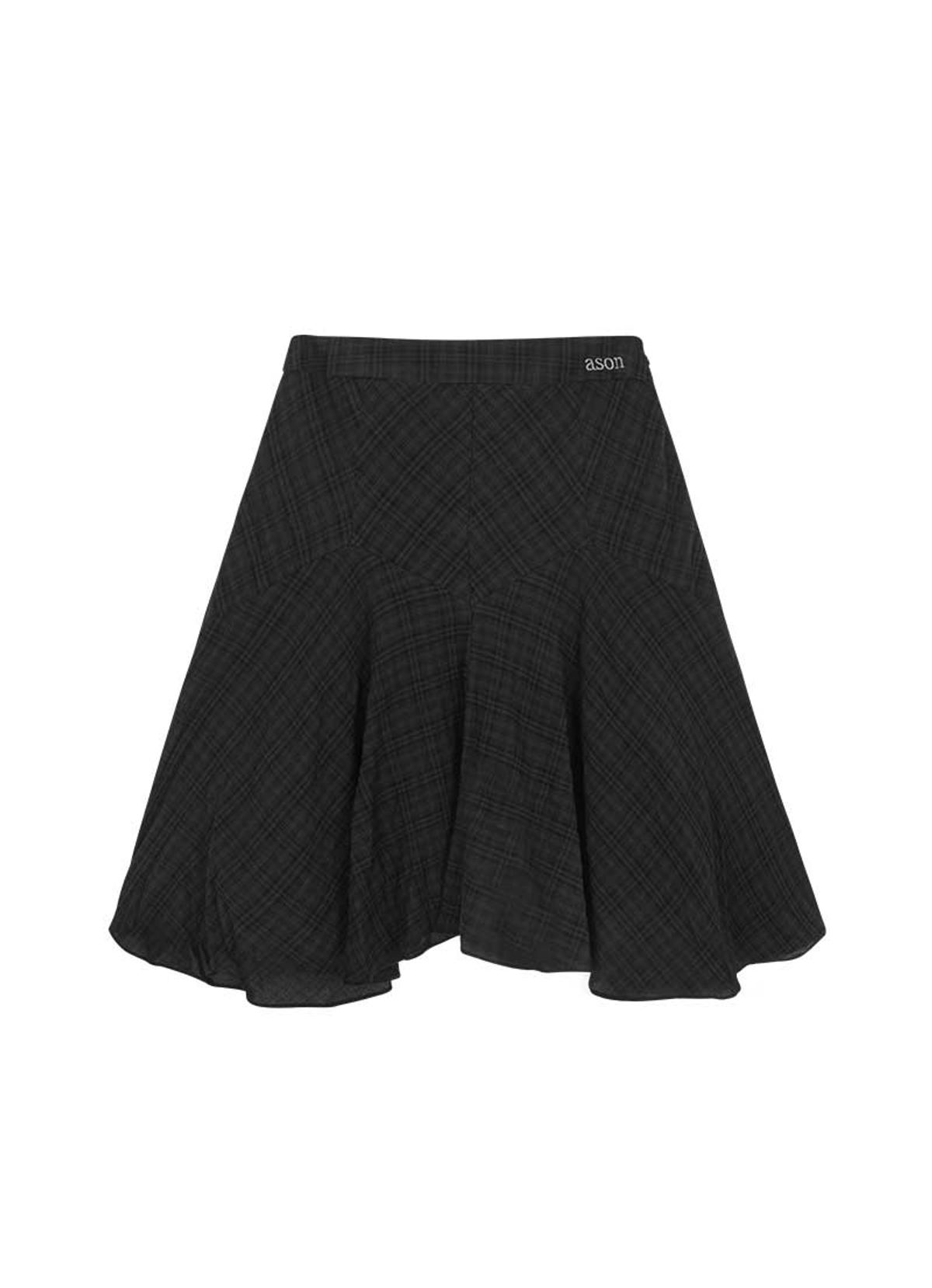 애즈온(ASON) LONDON CHECK MIDI SKIRT / BLACK