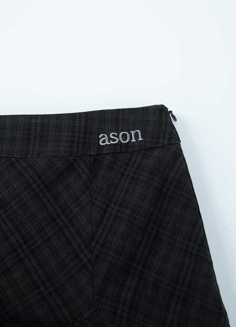MUSINSA公式 | ASON LONDON CHECK MIDI SKIRT / BLACK