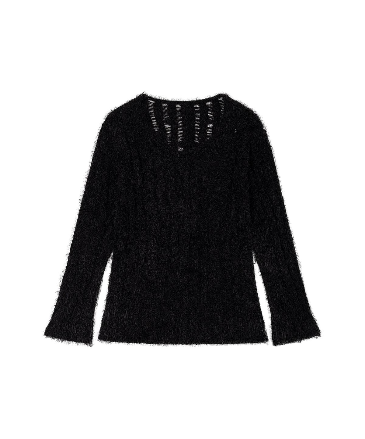 더포르타(THEPORTA) VINTAGE NET PULLOVER KNIT TOP, BLACK
