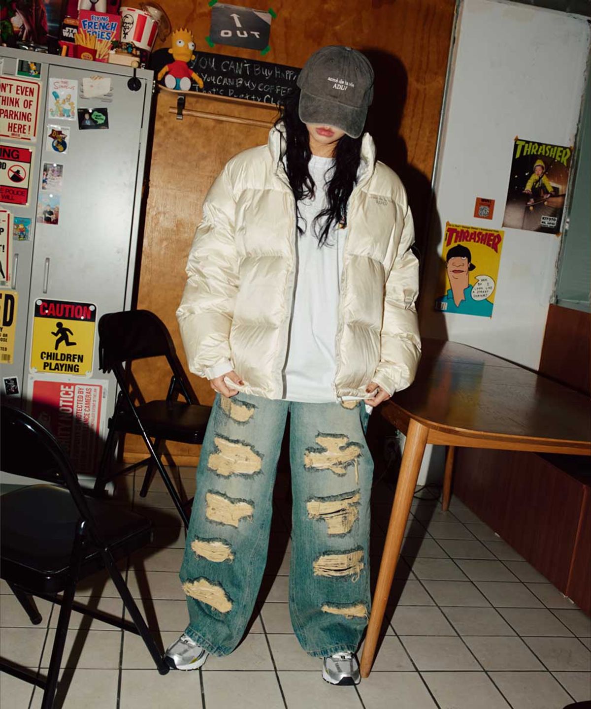 아크메드라비(ACME DE LA VIE) DAMAGE STITCH WASHING DENIM PANTS (2COLOR)