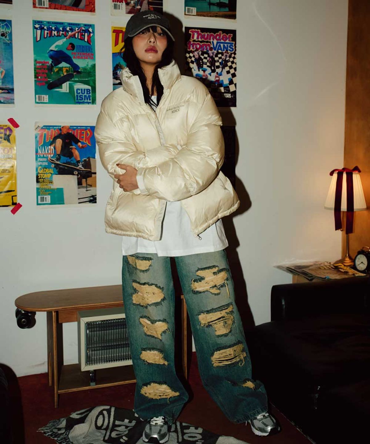 아크메드라비(ACME DE LA VIE) DAMAGE STITCH WASHING DENIM PANTS (2COLOR)