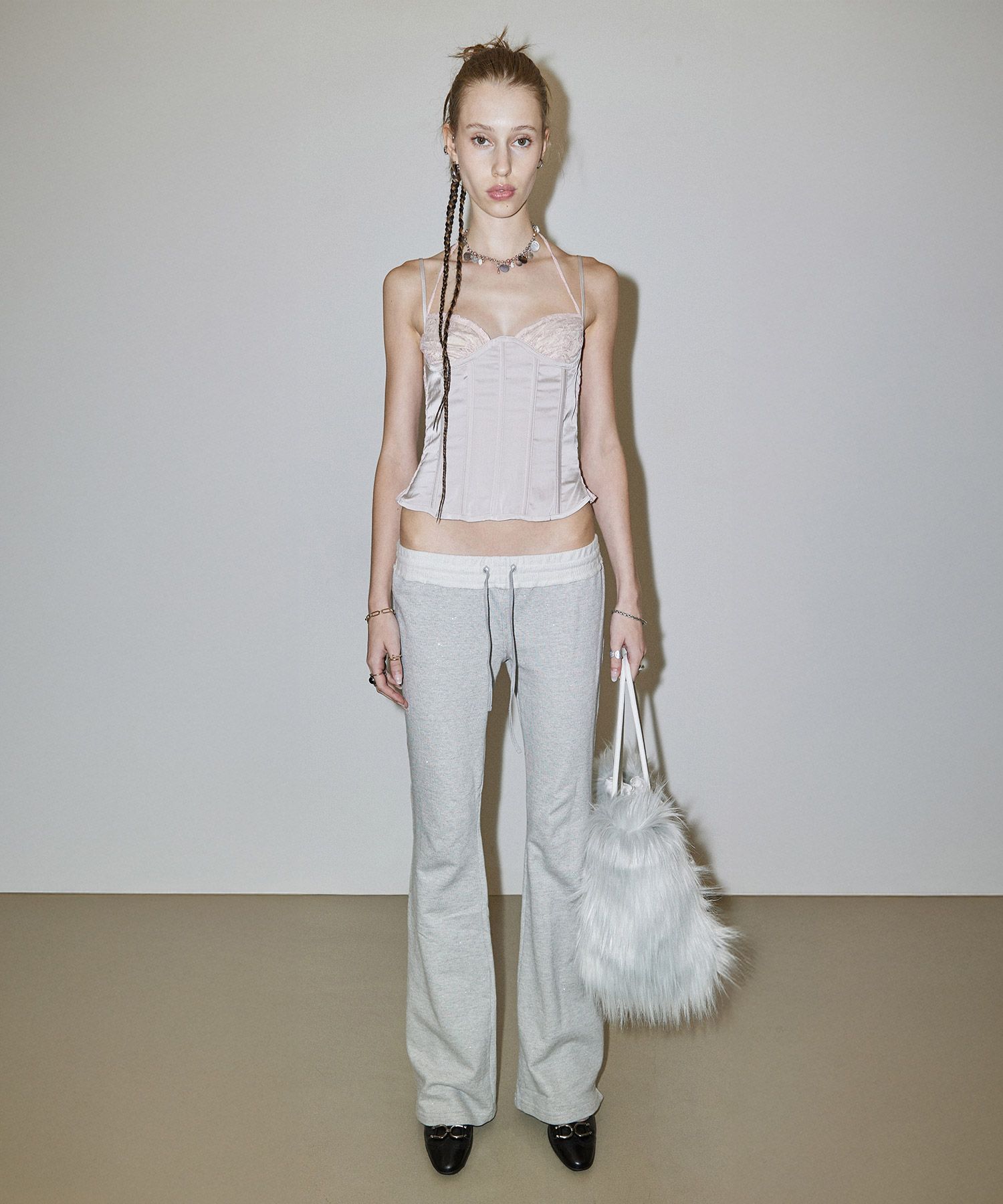 パンツ SCULPTOR Glitter Boots Cut Sweatpants 스컬프터(SCULPTOR) Glitter Boots Cut Sweatpants Melange Gray