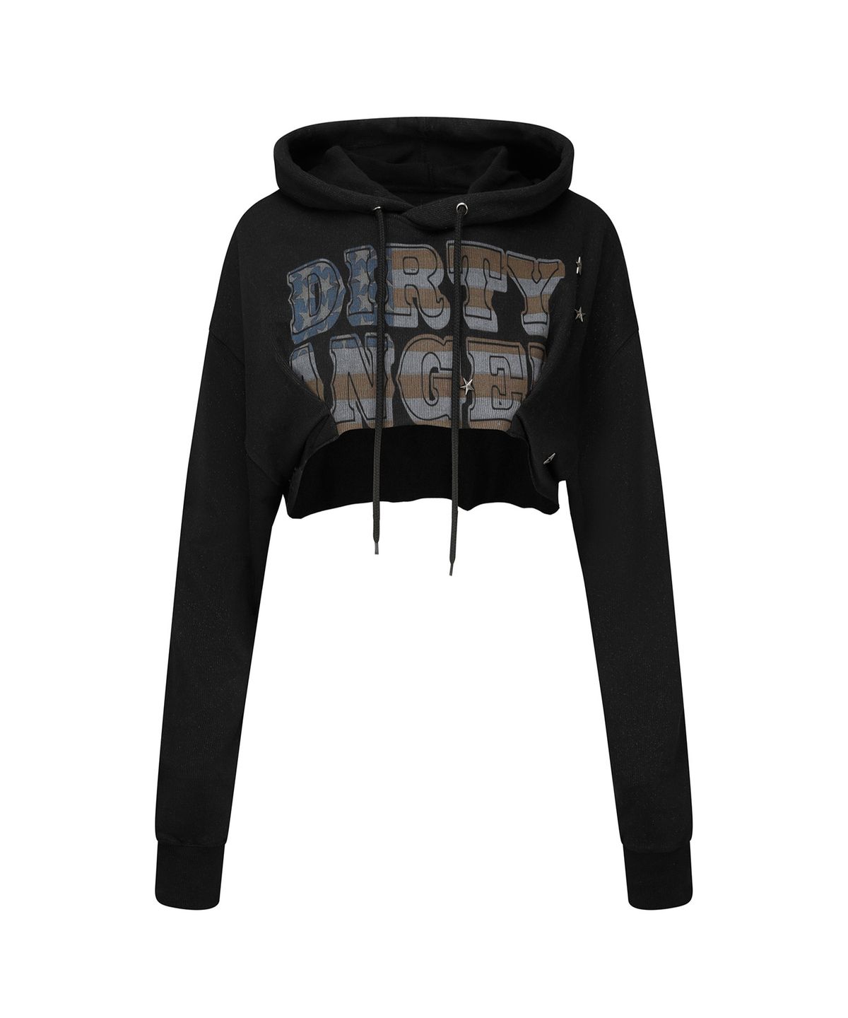 스컬프터(SCULPTOR) Glitter Flag Crop Hoodie Black