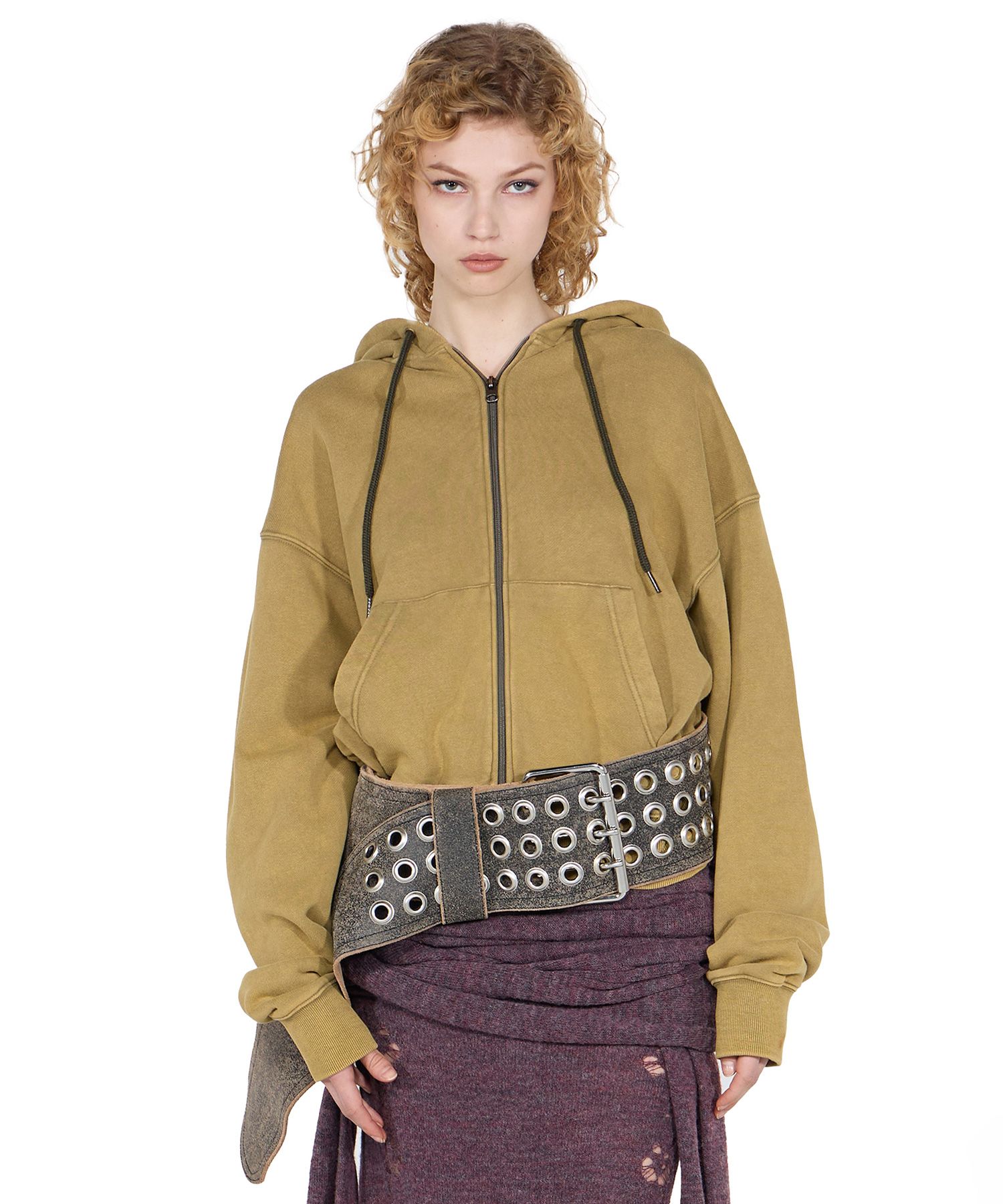 MUSINSA | SCULPTOR Bad Seed Washed Hoodie Zip-Up Khaki Brown