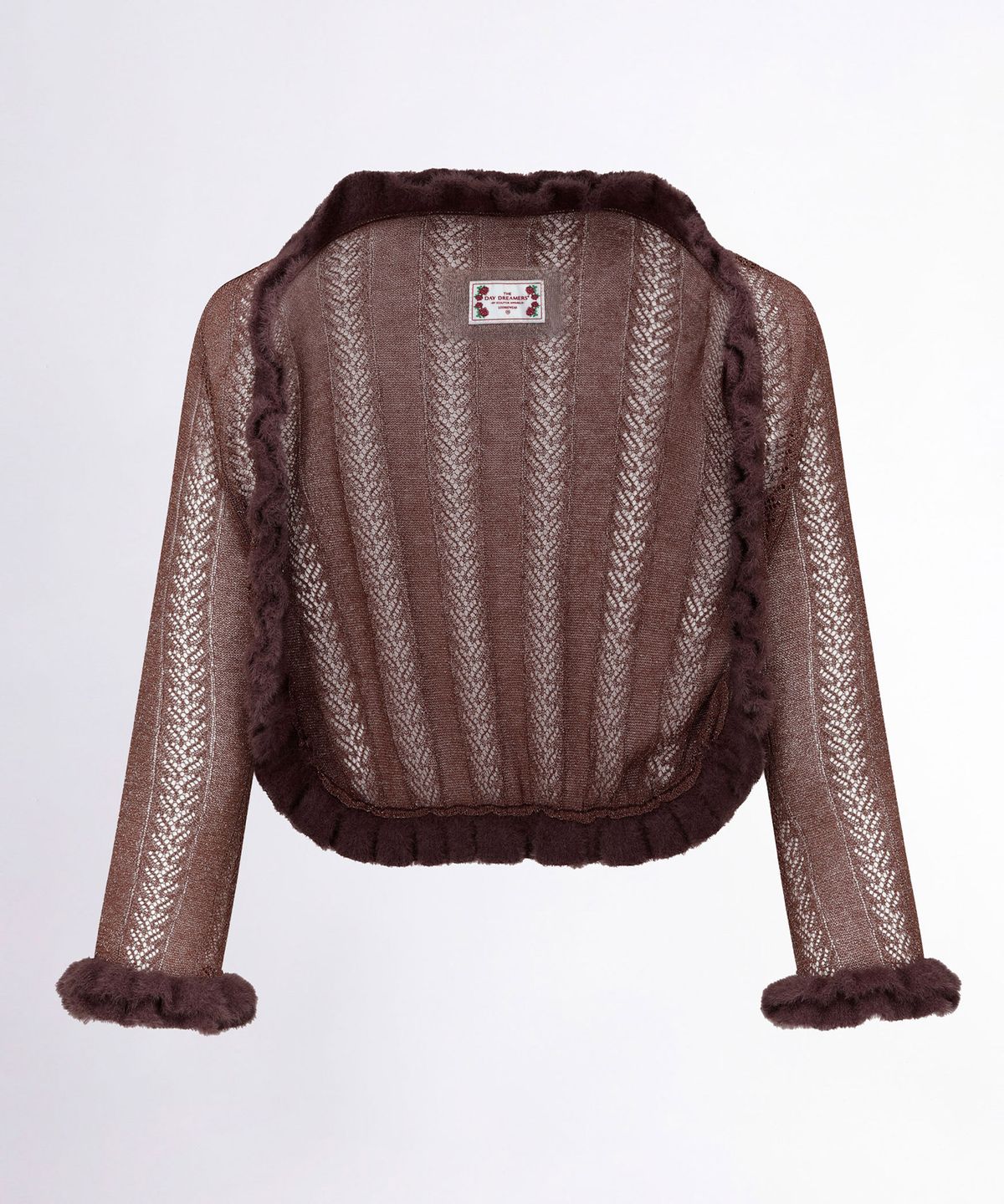 스컬프터(SCULPTOR) Fur Trimming Glitter Shrug Brown