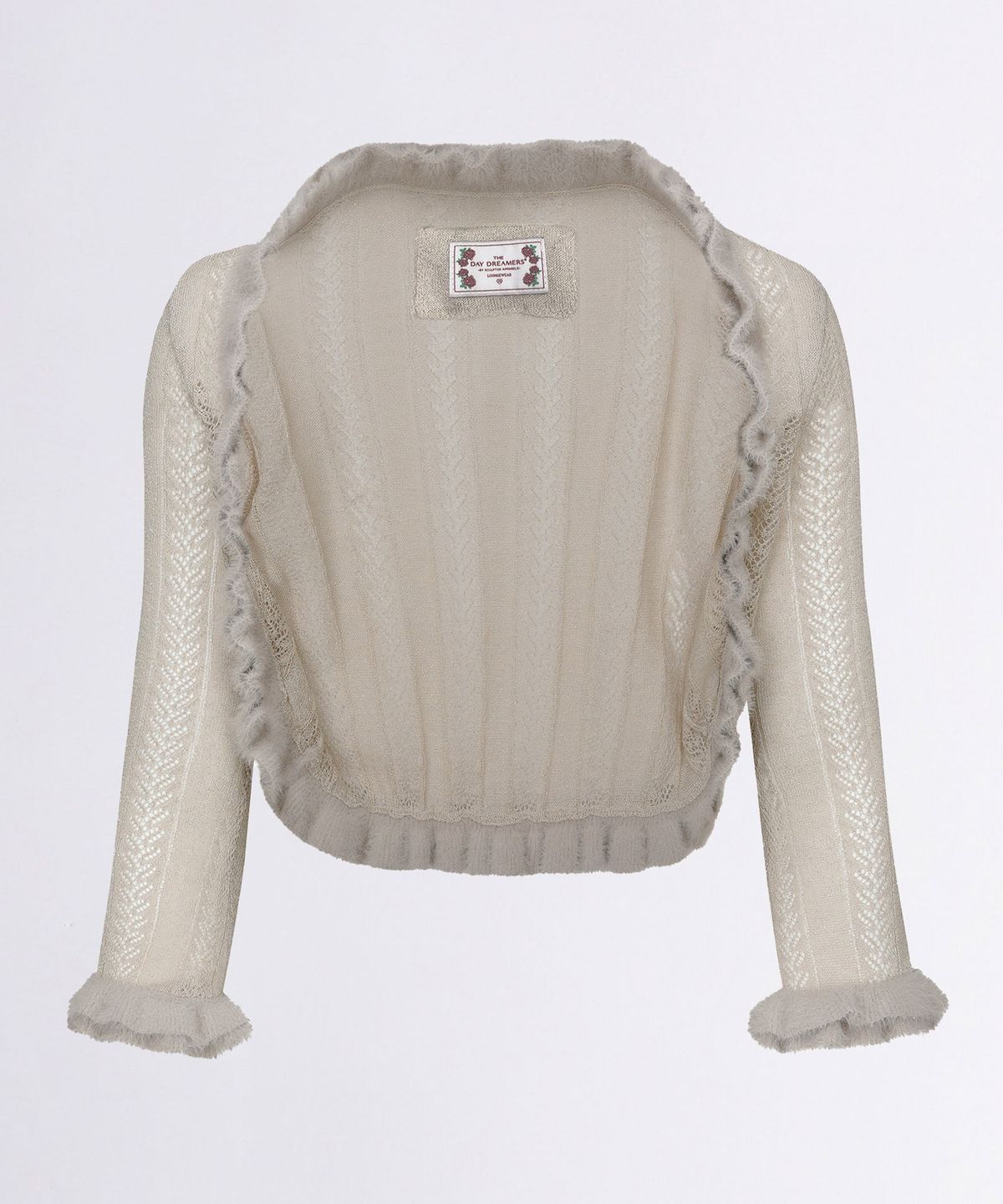 스컬프터(SCULPTOR) Fur Trimming Glitter Shrug Warm Gray